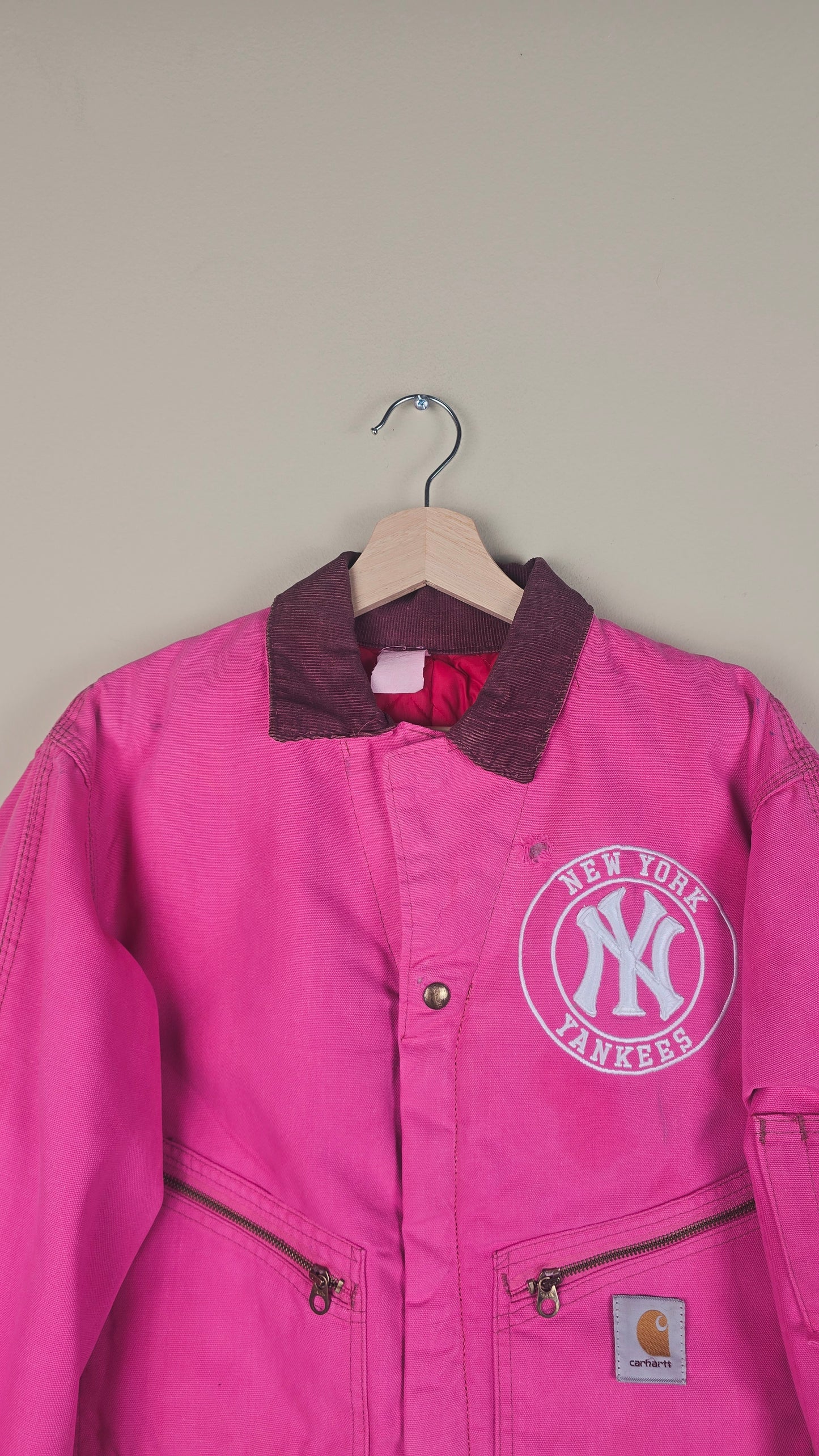 Vintage Carhartt X NY Yankees Cropped Jacket | Hot Pink | Size M | OP34