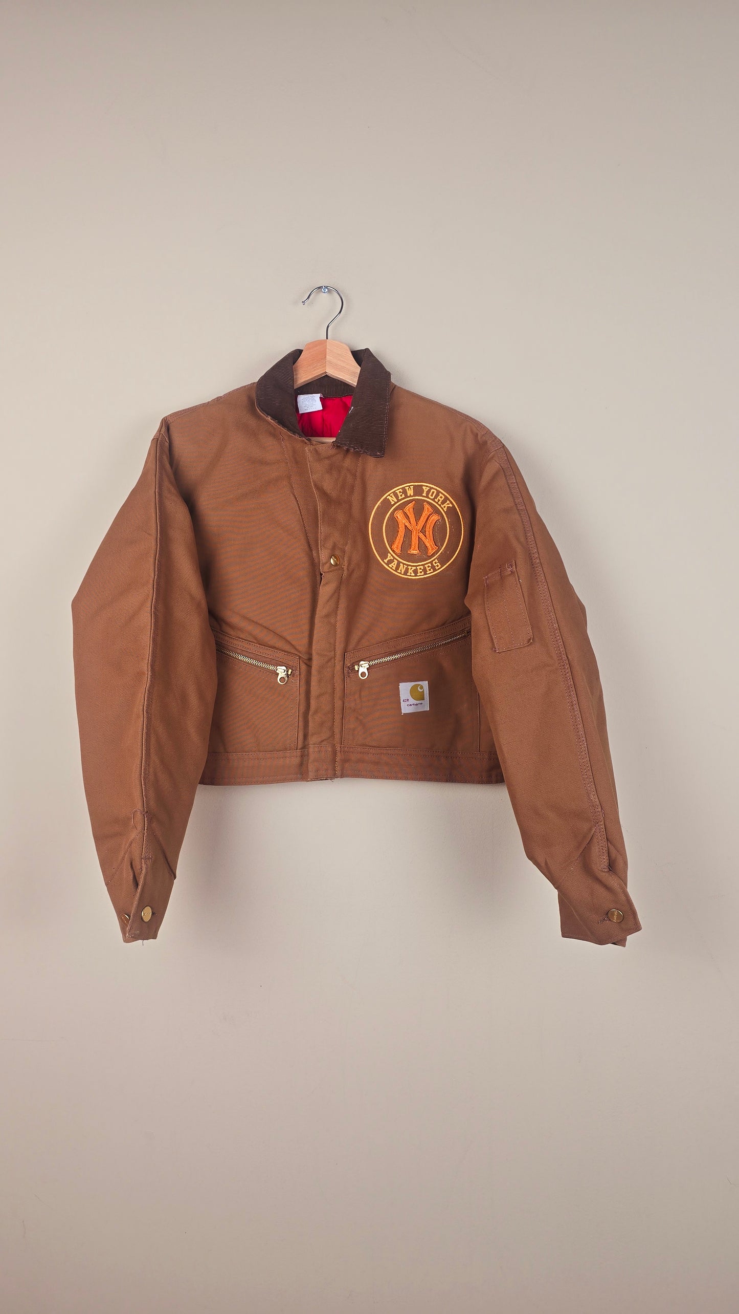 Vintage Carhartt X NY Yankees Cropped Jacket | Brow | Size M | OB1