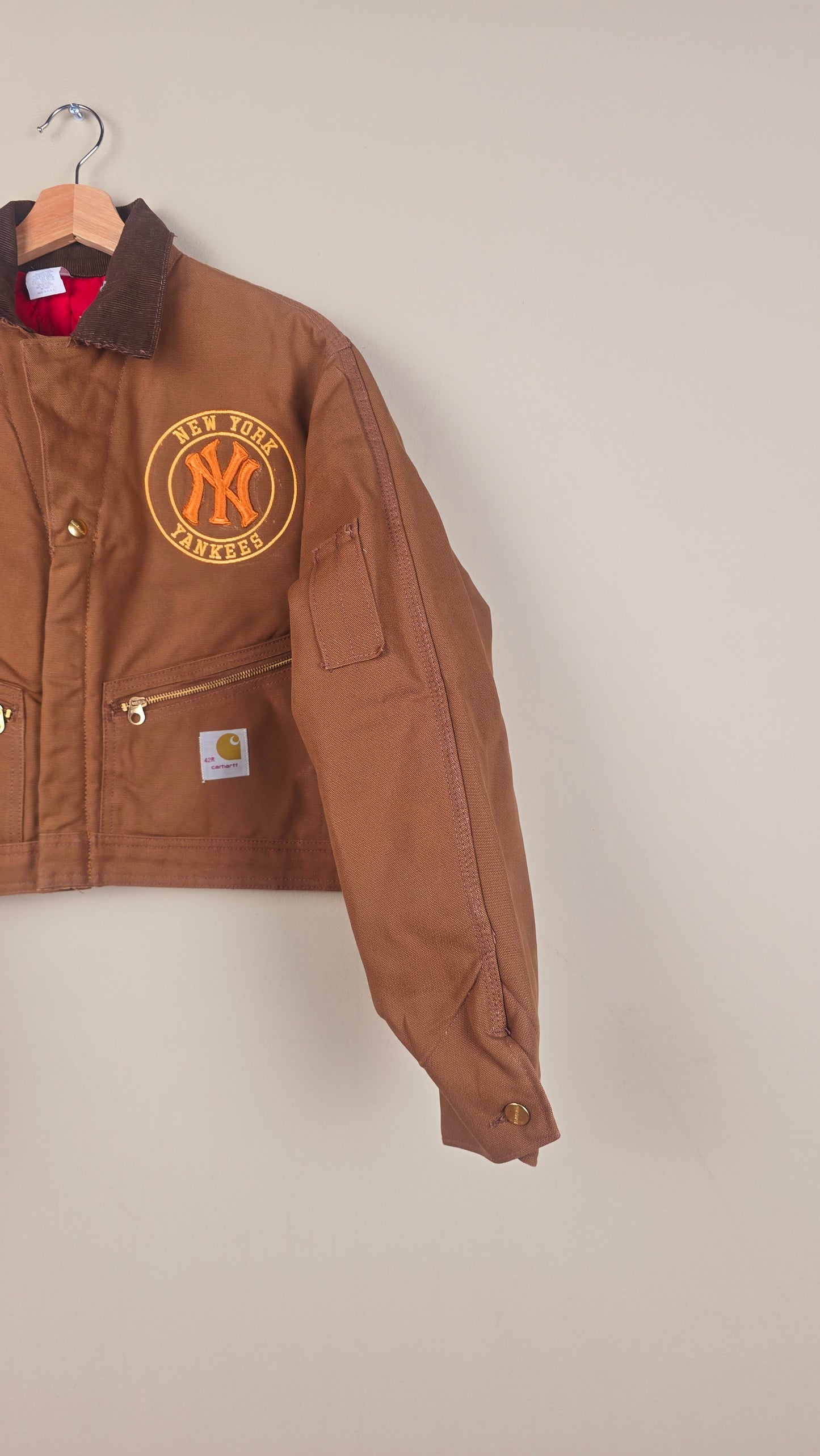 Vintage Carhartt X NY Yankees Cropped Jacket | Brow | Size M | OB1