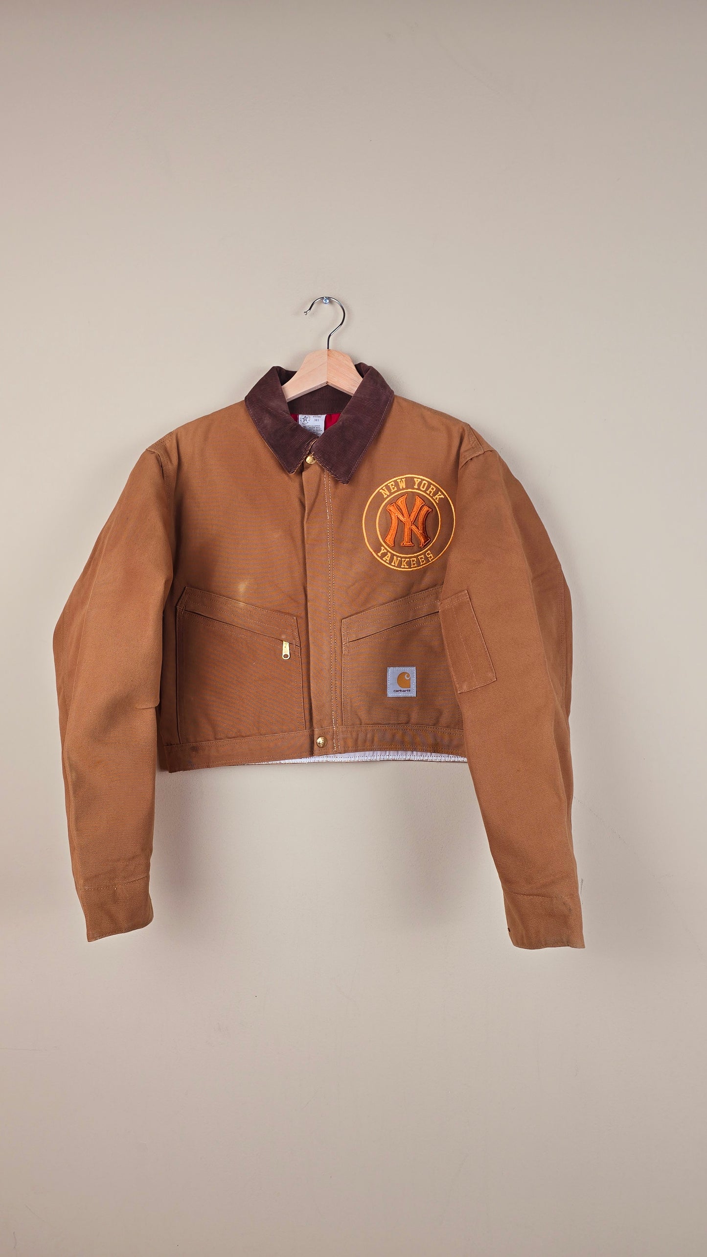 Vintage Carhartt X NY Yankees Cropped Jacket | Brown | Size S | OB3