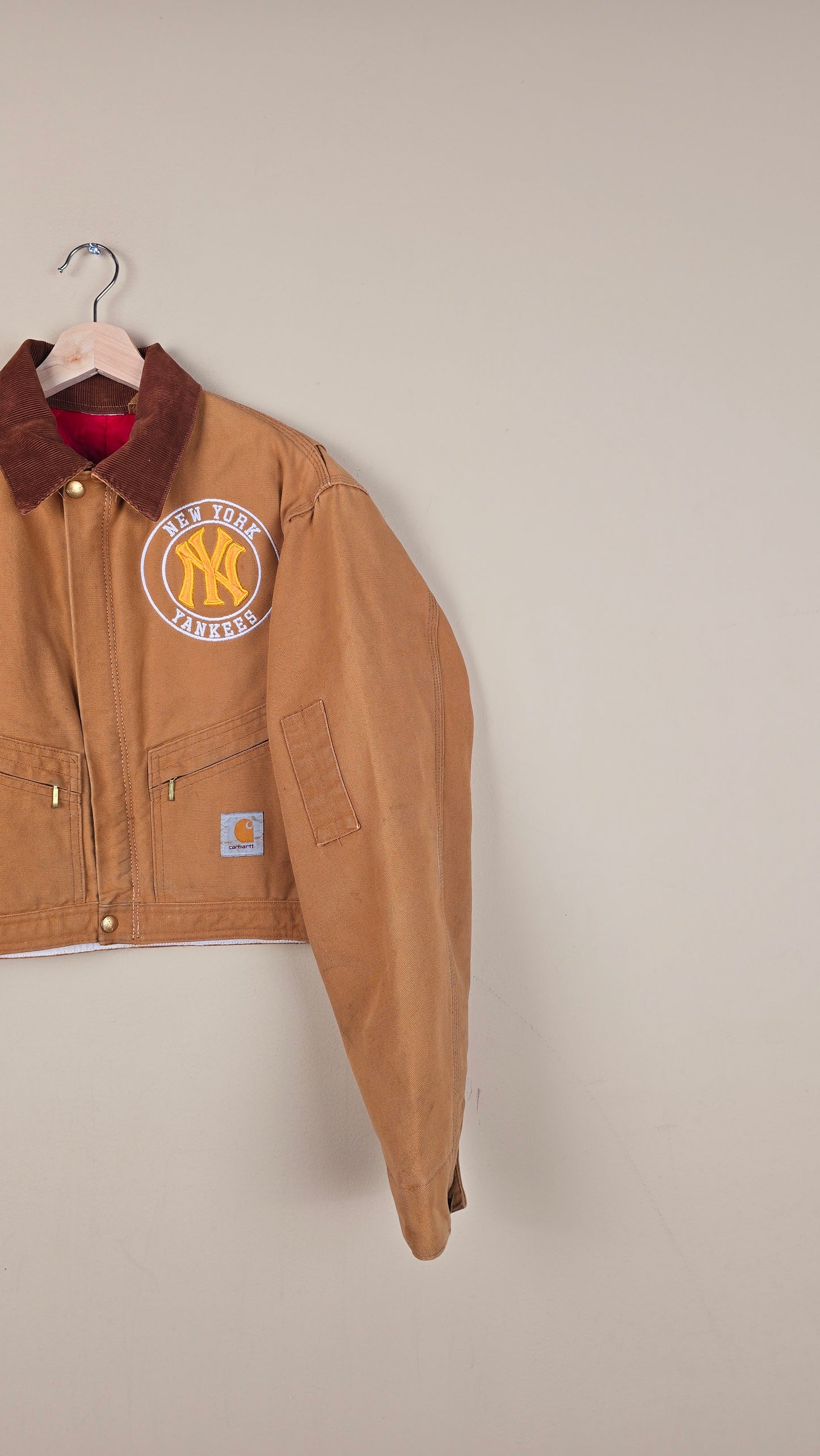 Vintage Carhartt X NY Yankees Cropped Jacket | Brown | Size S | OB5