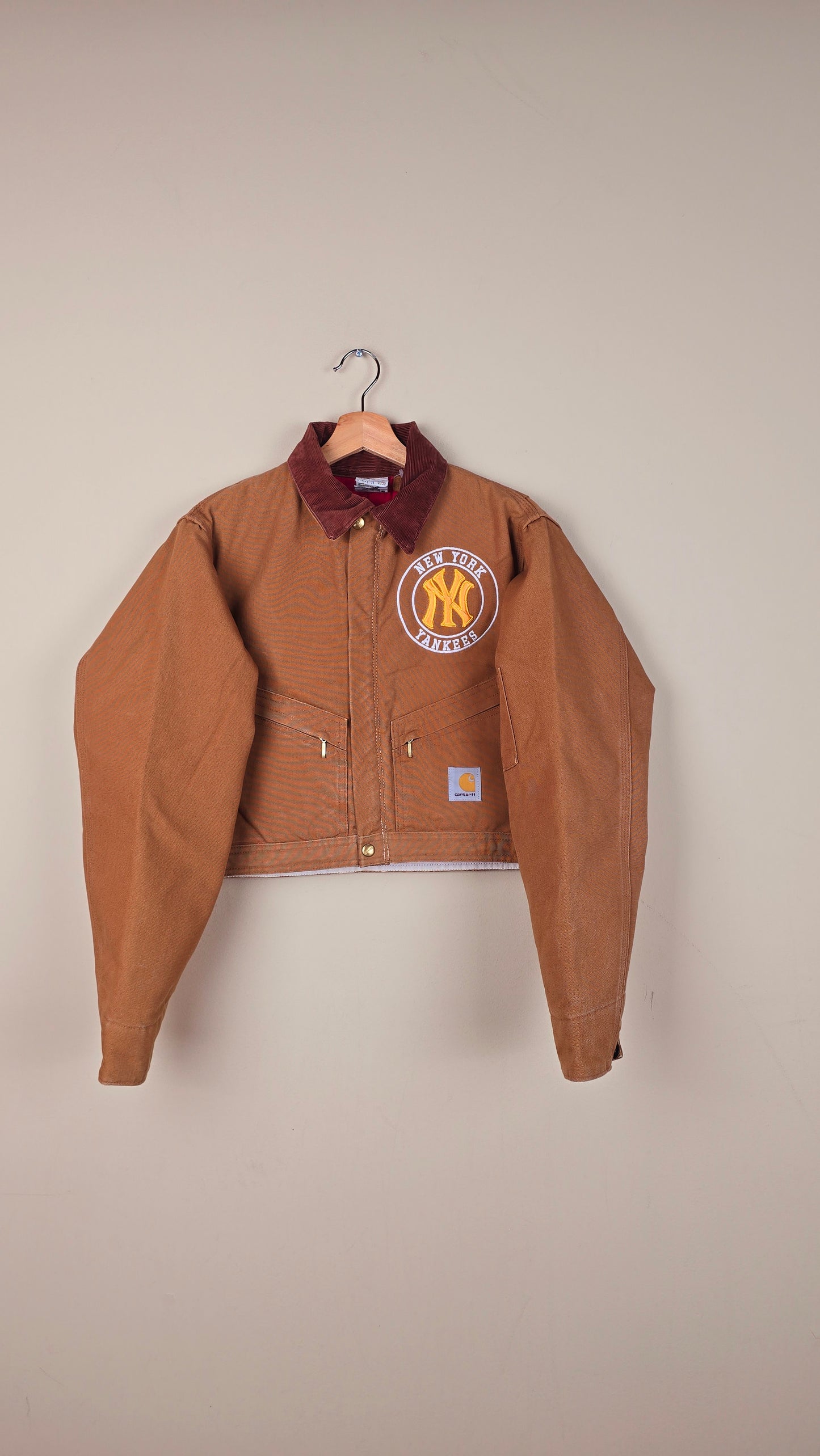 Vintage Carhartt X NY Yankees Cropped Jacket | Brown | Size S| OB8