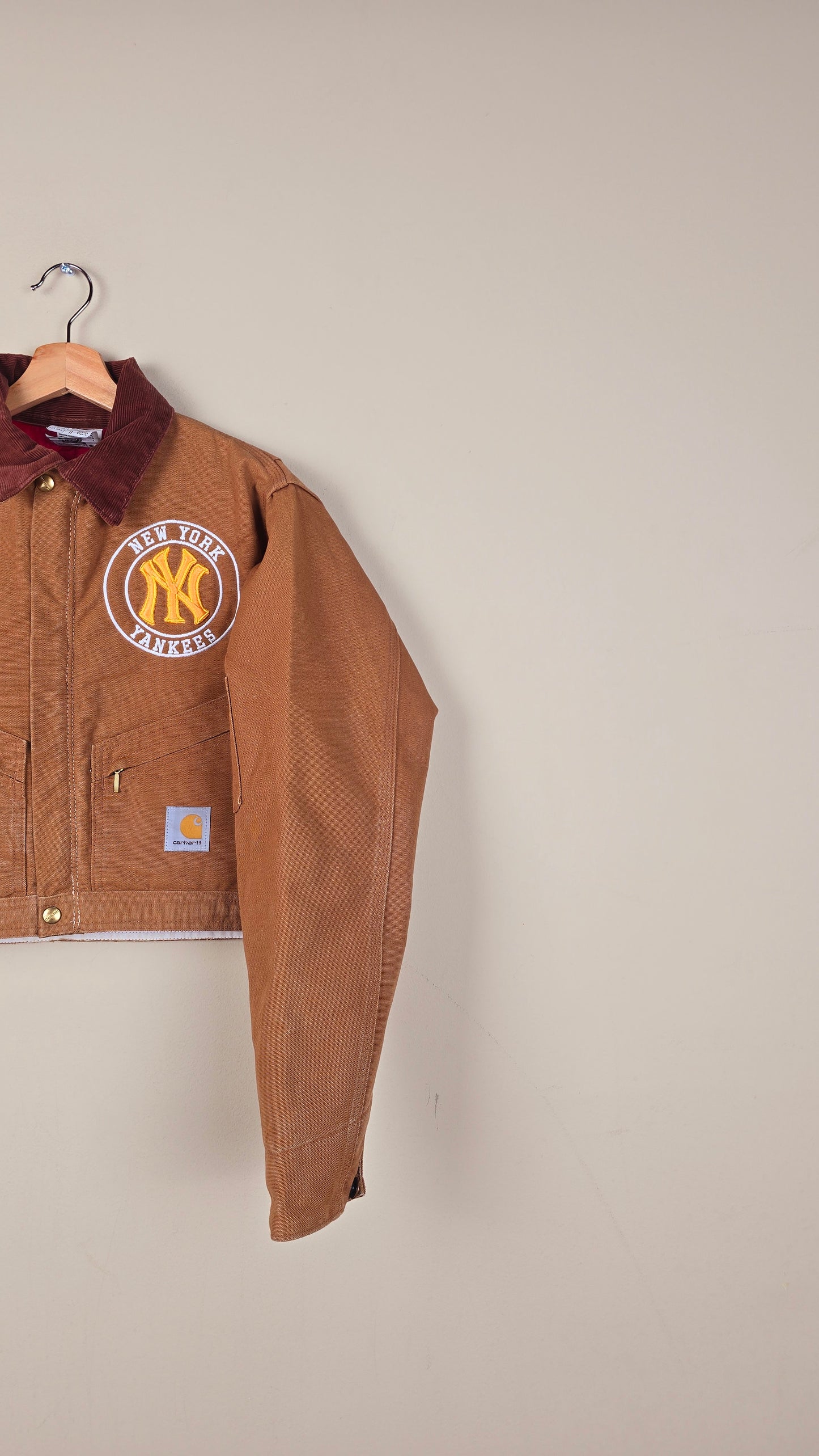 Vintage Carhartt X NY Yankees Cropped Jacket | Brown | Size S| OB8