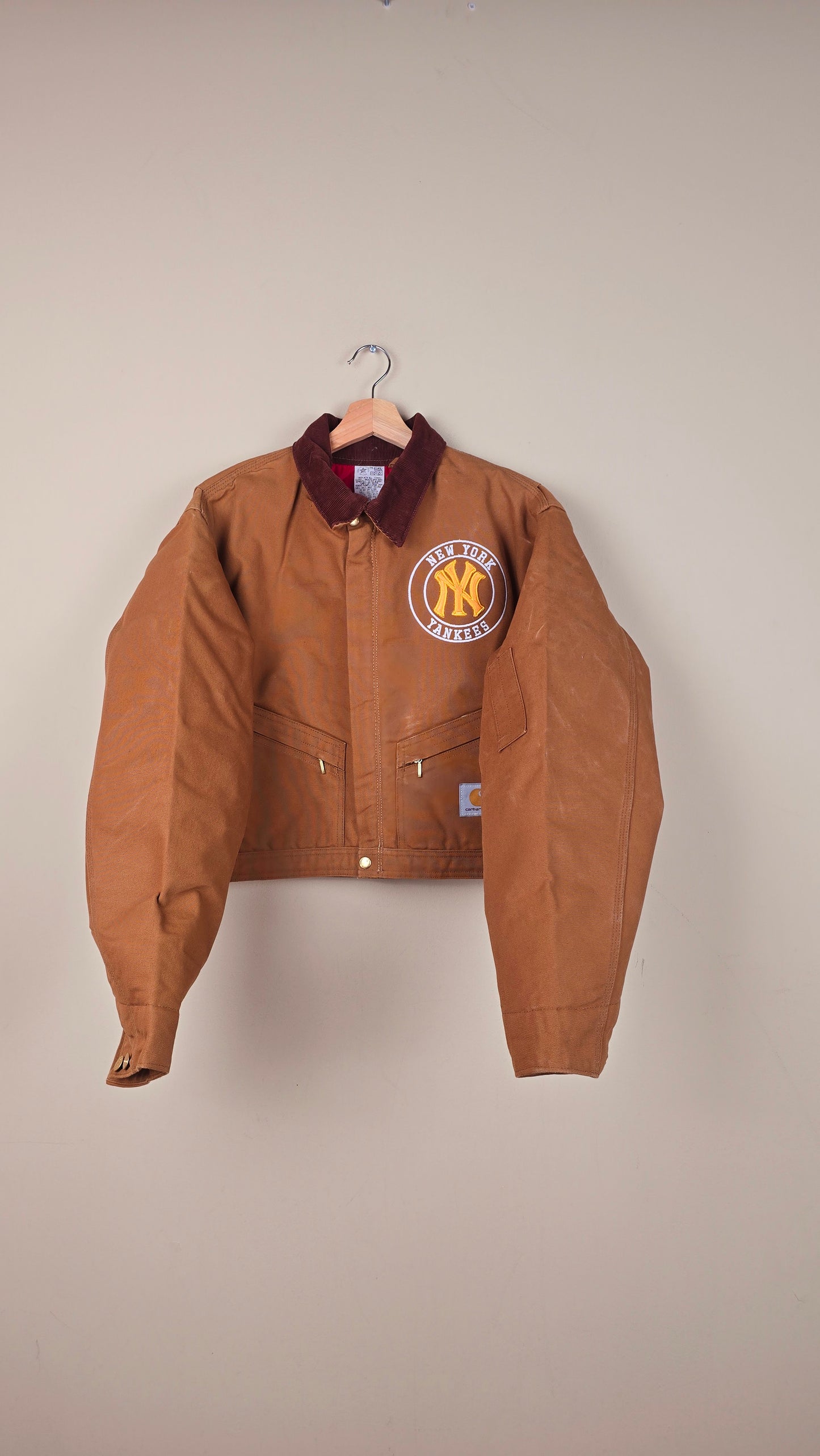 Vintage Carhartt X NY Yankees Cropped Jacket | Brown | Size L | OB11