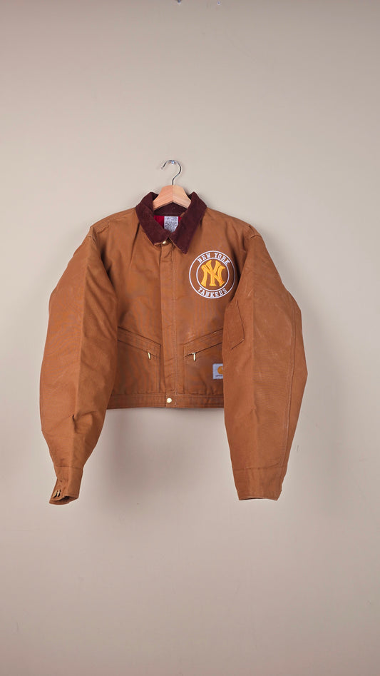 Vintage Carhartt X NY Yankees Cropped Jacket | Brown | Size L | OB11