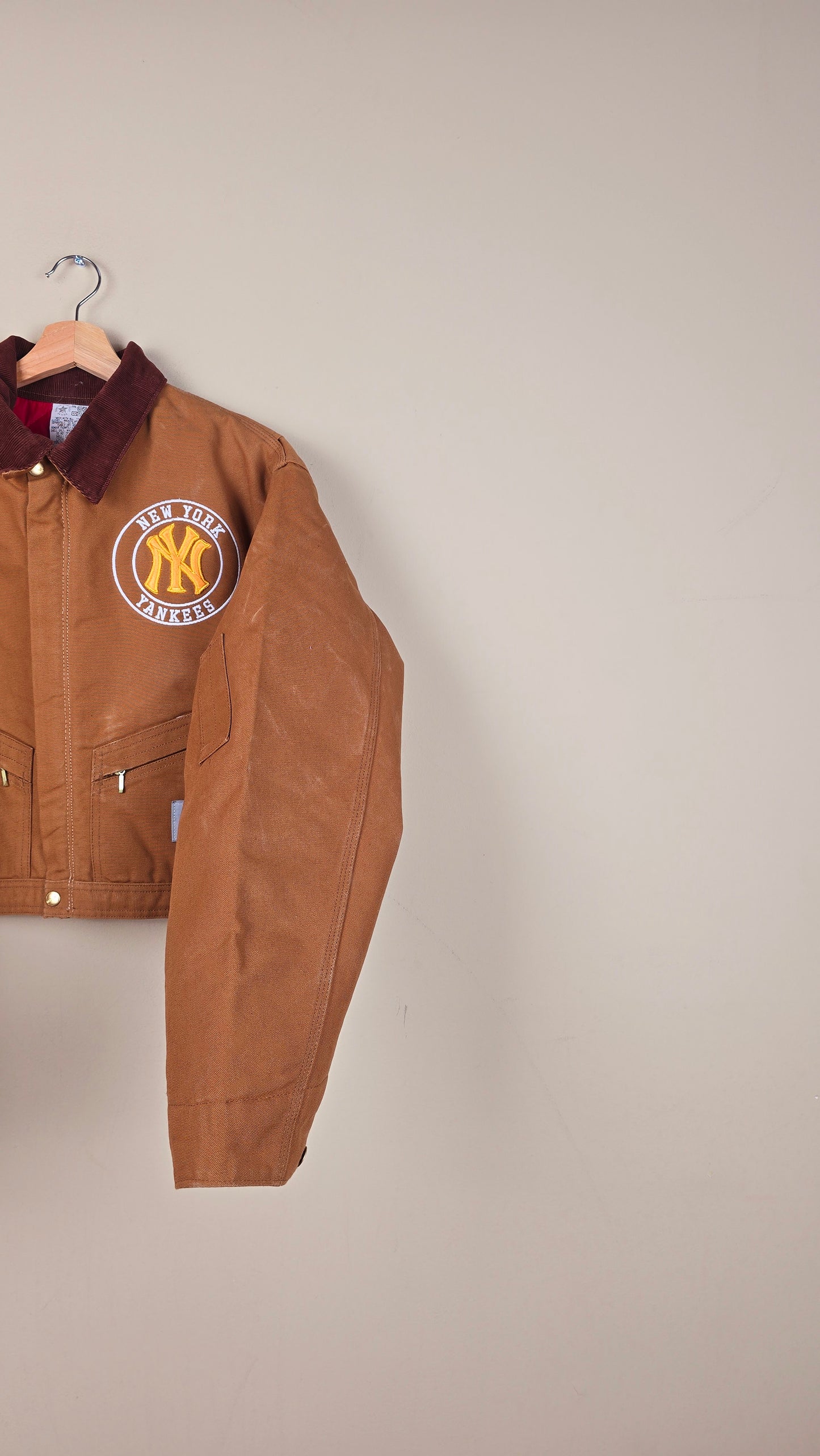 Vintage Carhartt X NY Yankees Cropped Jacket | Brown | Size L | OB11