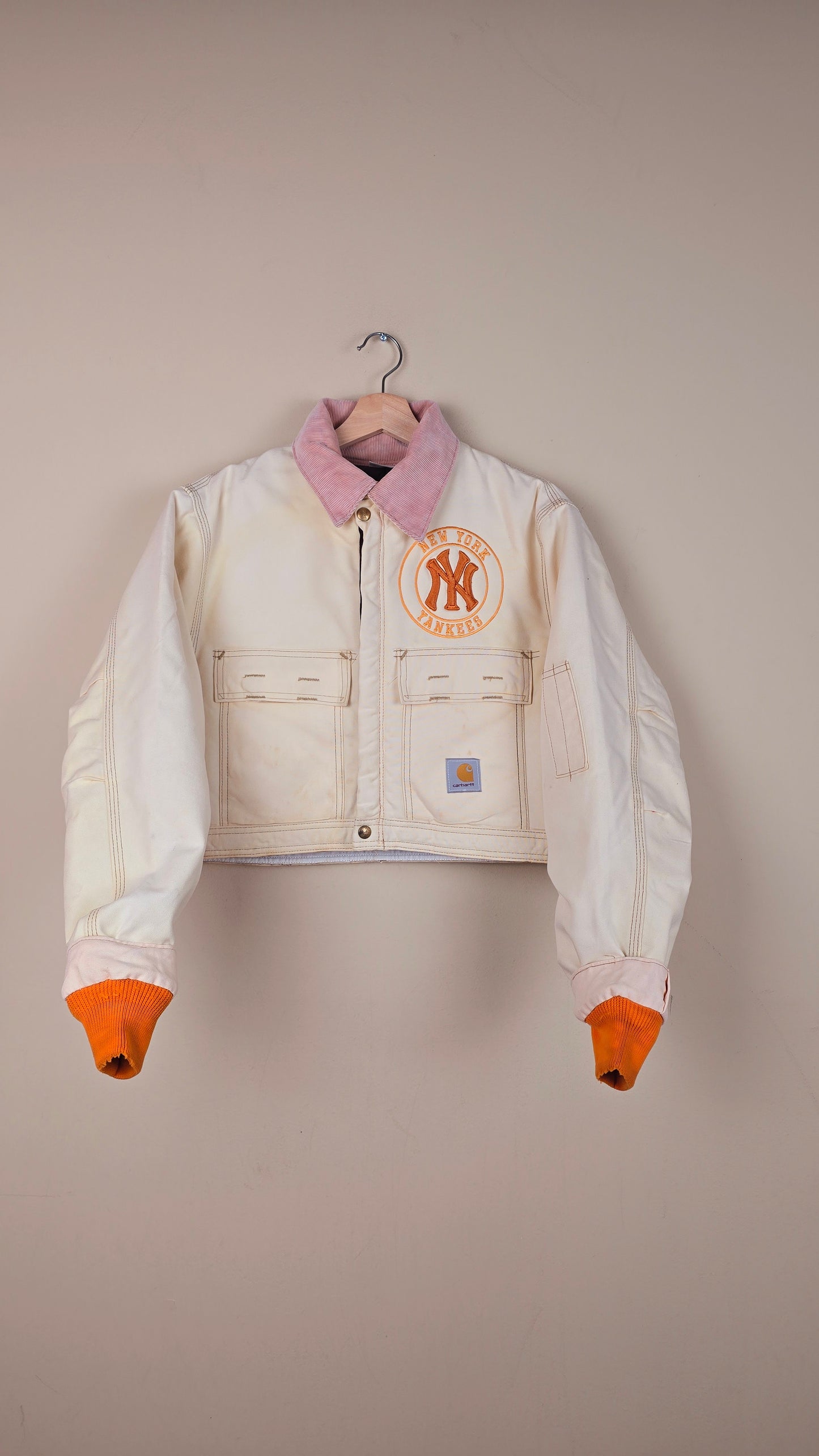 Vintage Carhartt X NY Yankees Cropped Jacket | Beige | Size S | OC1