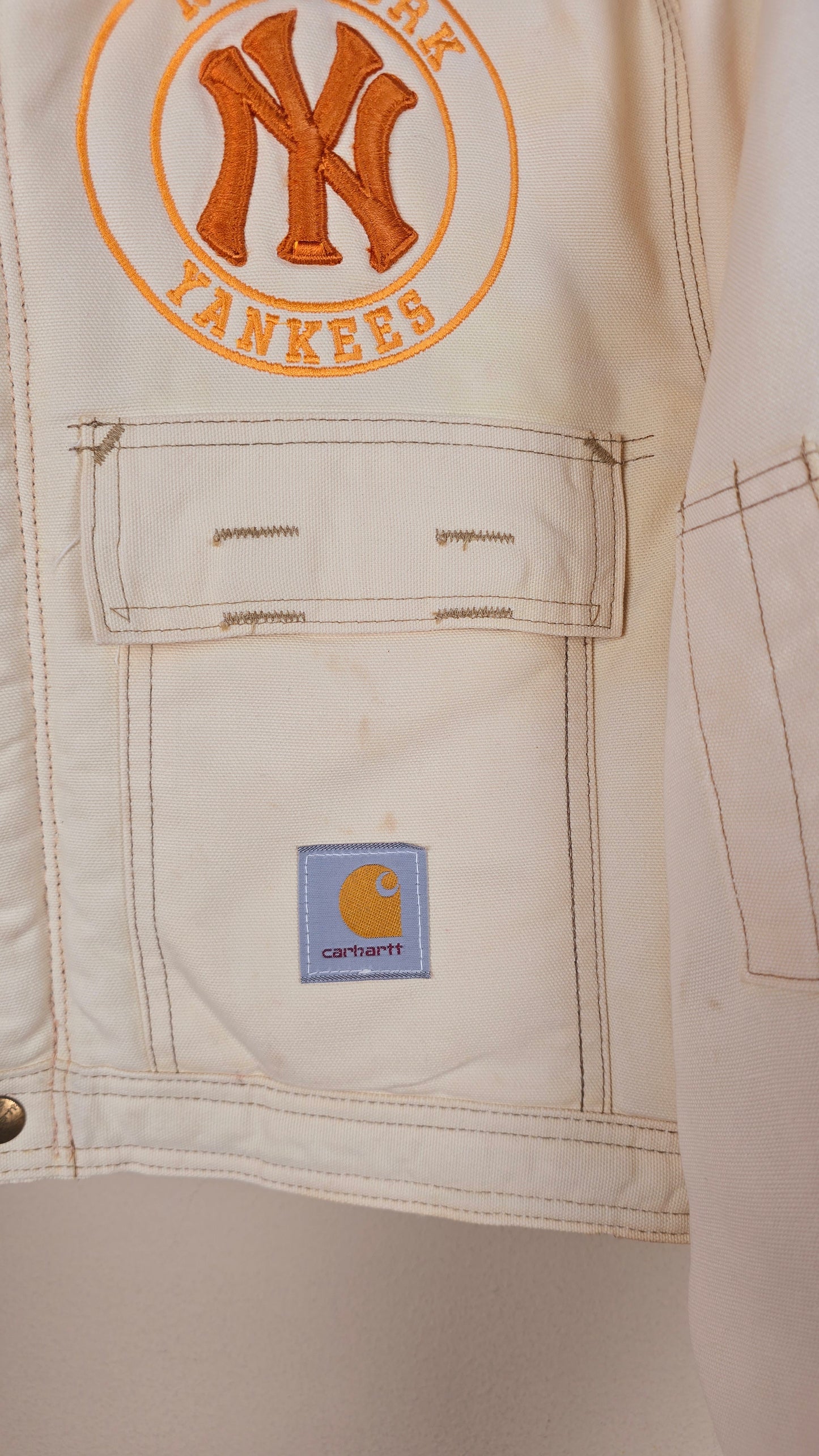 Vintage Carhartt X NY Yankees Cropped Jacket | Beige | Size S | OC1