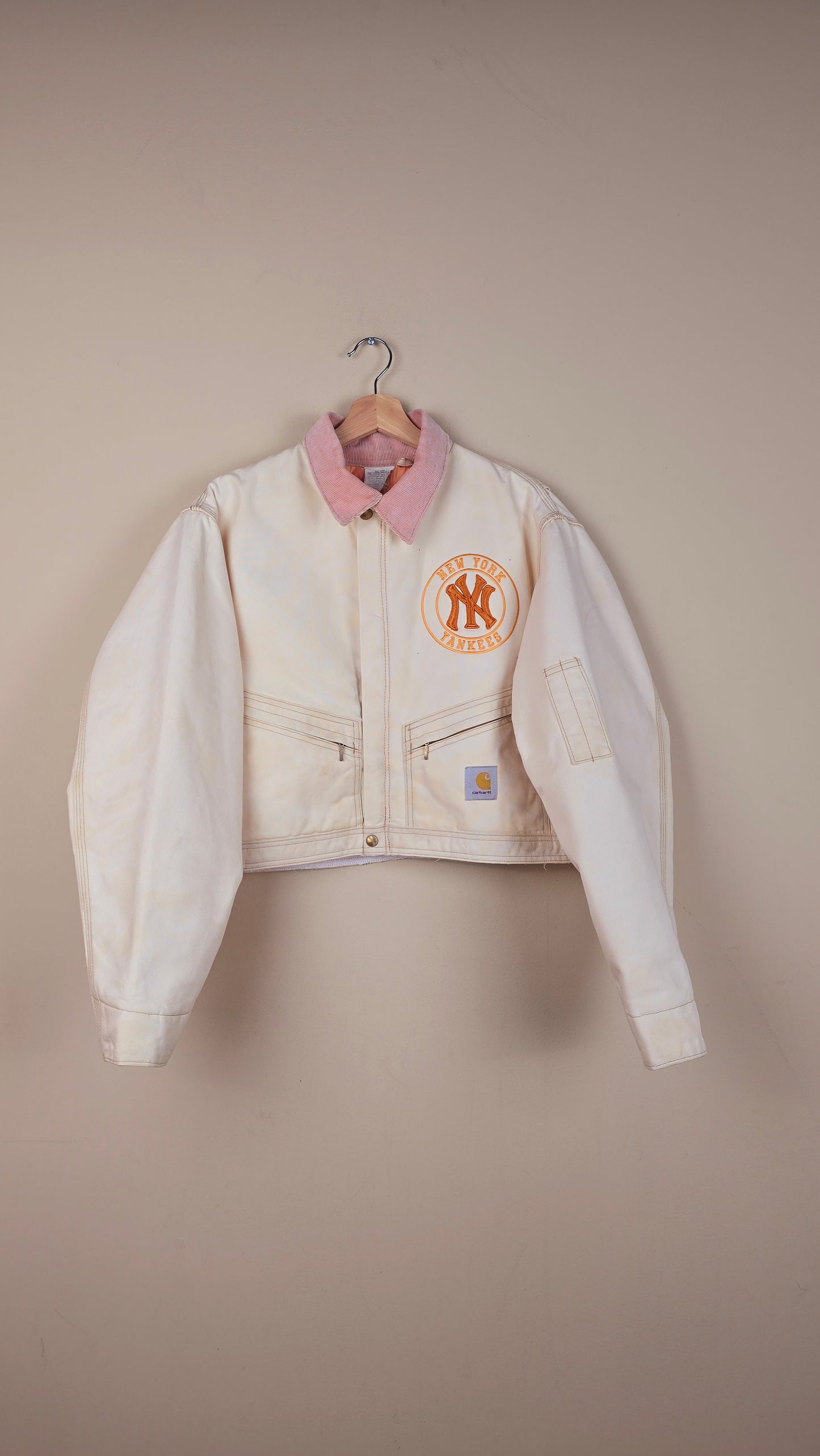 Vintage Carhartt X NY Yankees Cropped Jacket | Beige | Size M/L | OC2