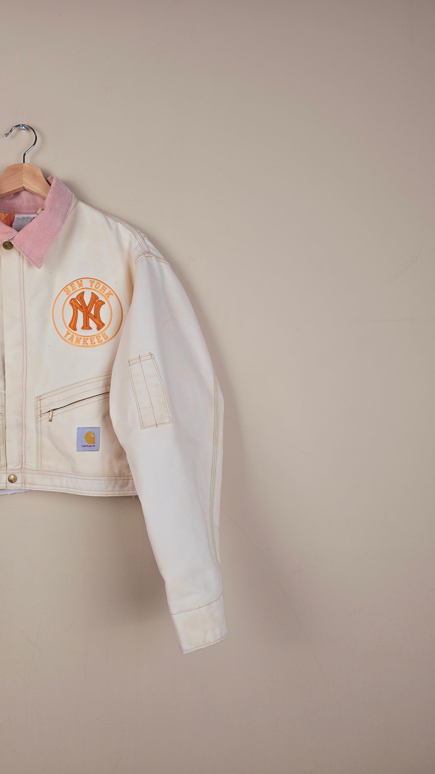 Vintage Carhartt X NY Yankees Cropped Jacket | Beige | Size M/L | OC2
