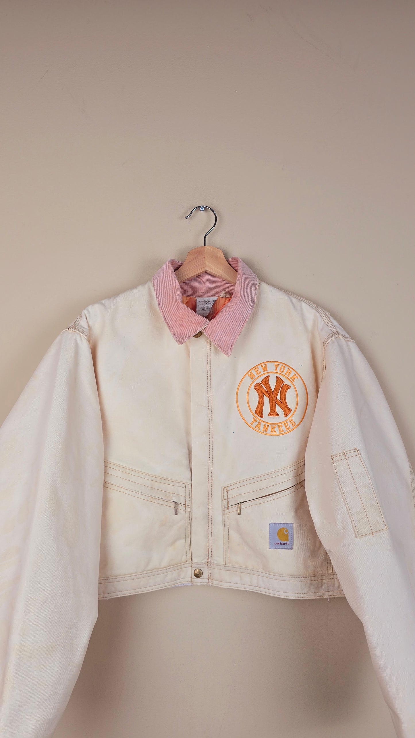 Vintage Carhartt X NY Yankees Cropped Jacket | Beige | Size M/L | OC2