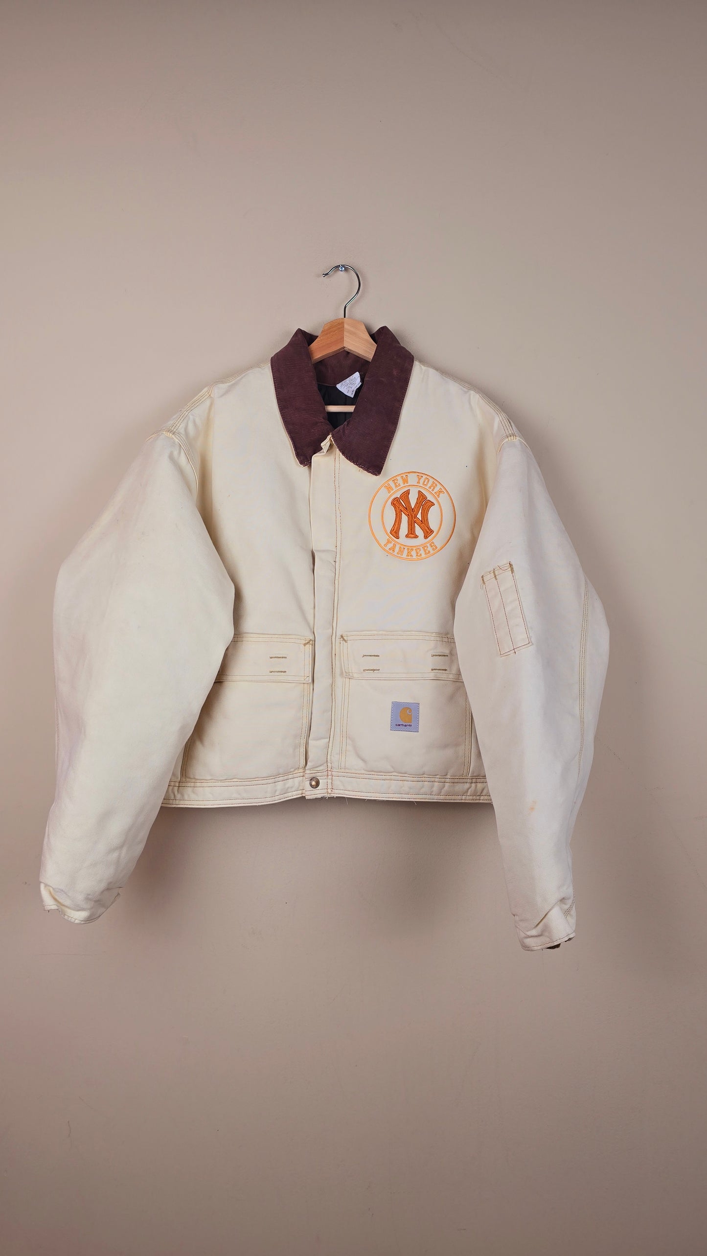 Vintage Carhartt X NY Yankees Cropped Jacket | Beige | Size 3xL | OC5