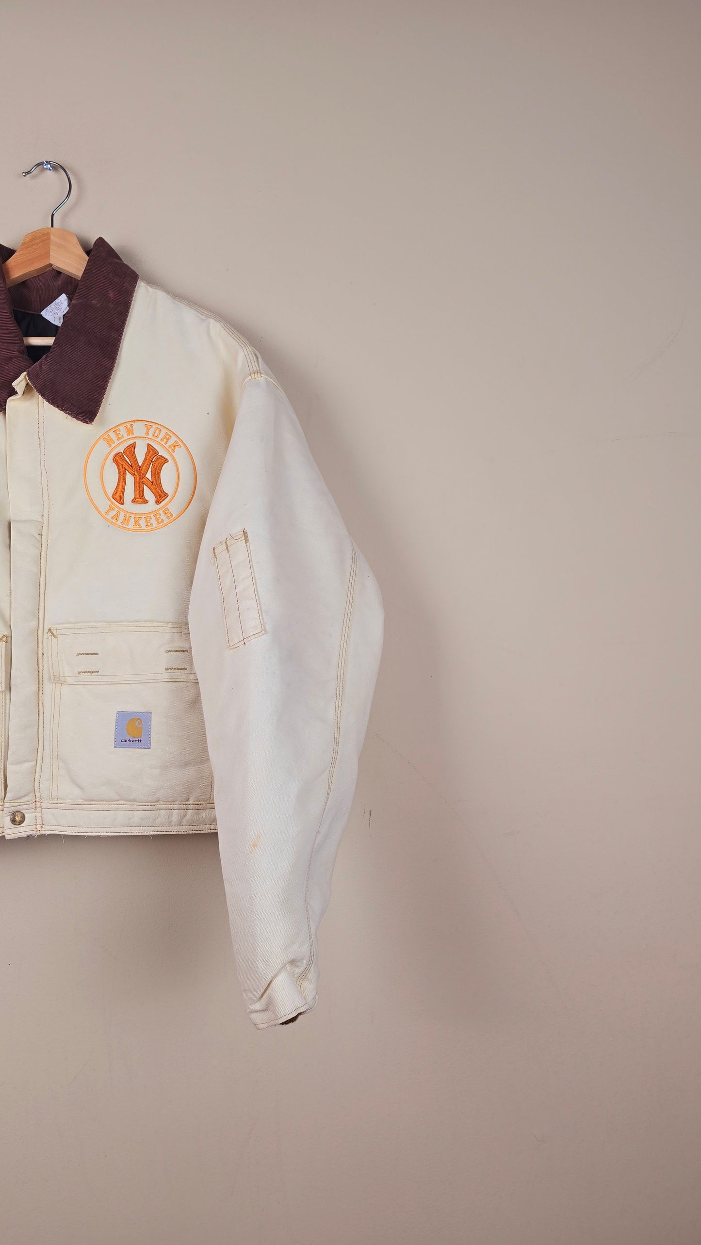 Vintage Carhartt X NY Yankees Cropped Jacket | Beige | Size 3xL | OC5