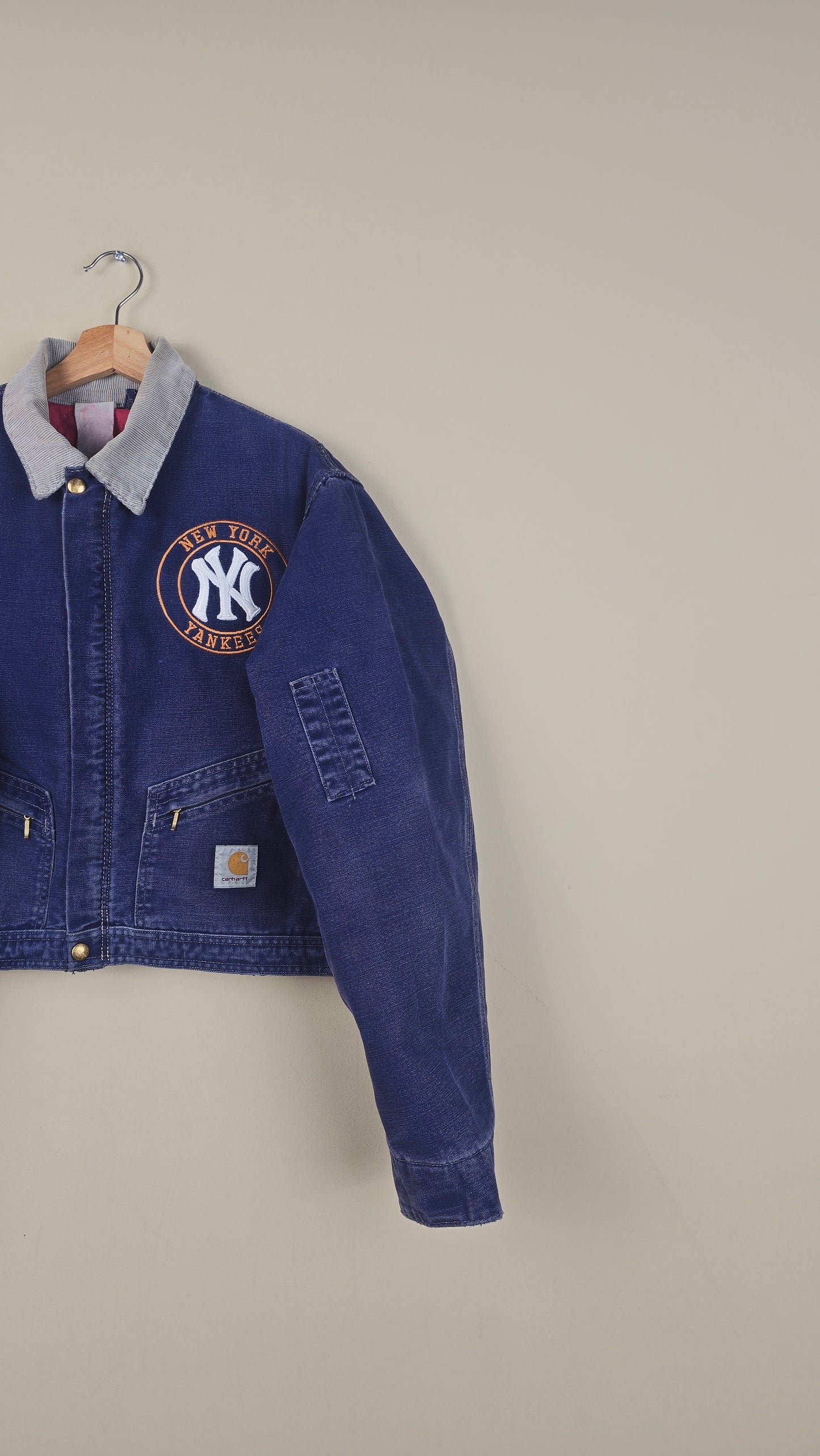 Vintage Carhartt X NY Yankees Cropped Jacket | Denim | Size L | OBL1
