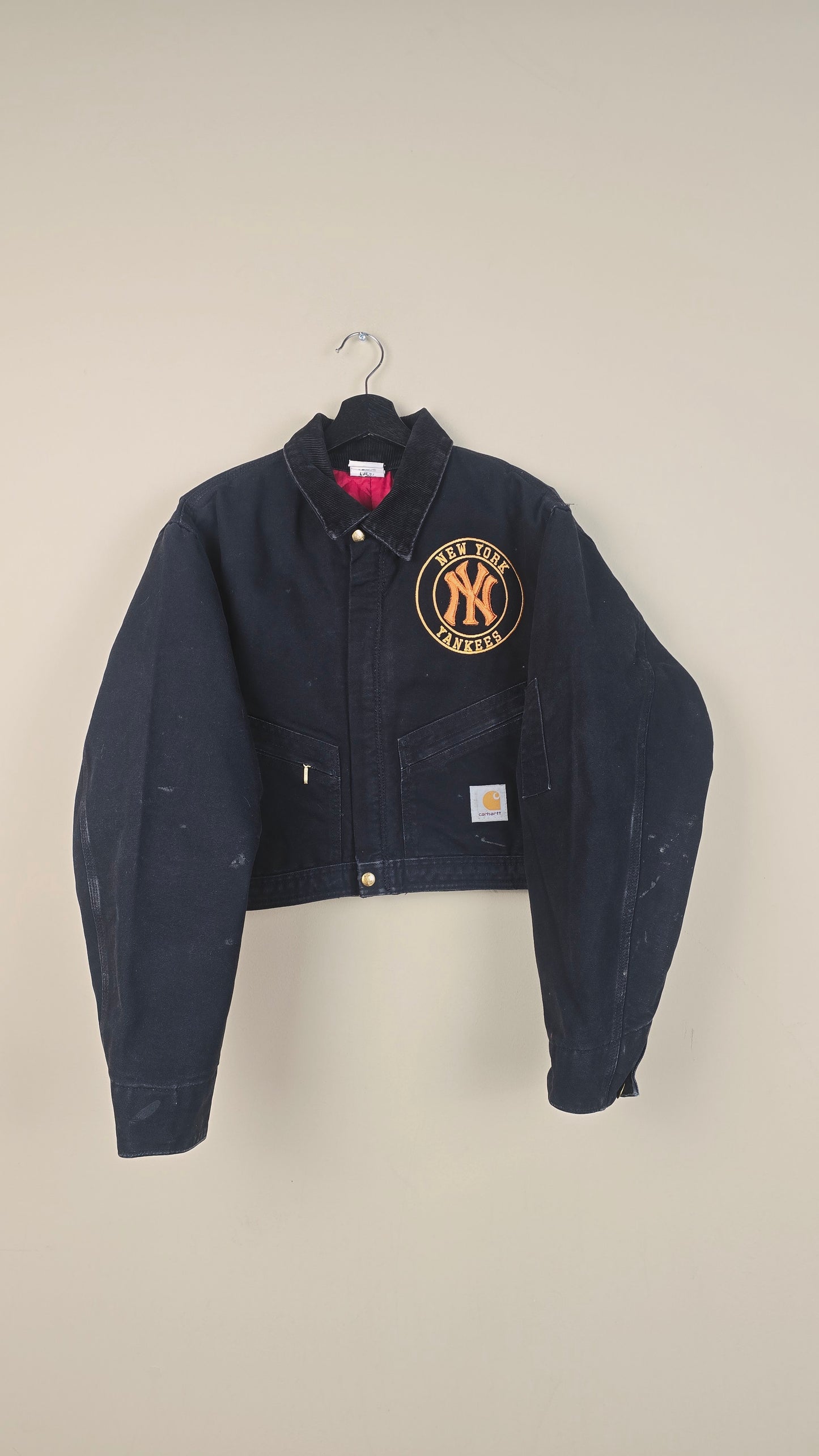 Vintage Carhartt X NY Yankees Cropped Jacket | Black | Size M | OBL3