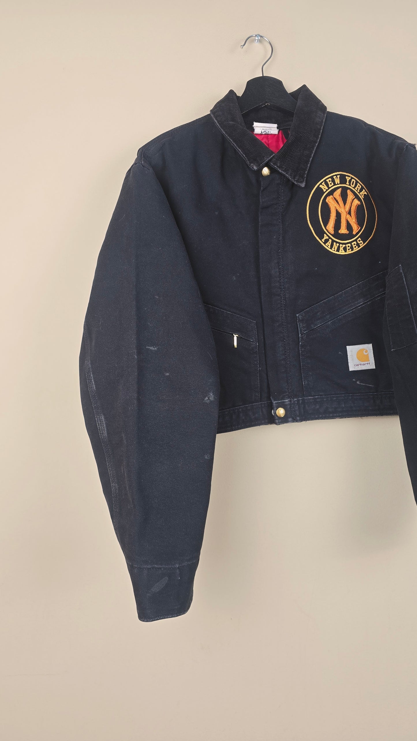 Vintage Carhartt X NY Yankees Cropped Jacket | Black | Size M | OBL3