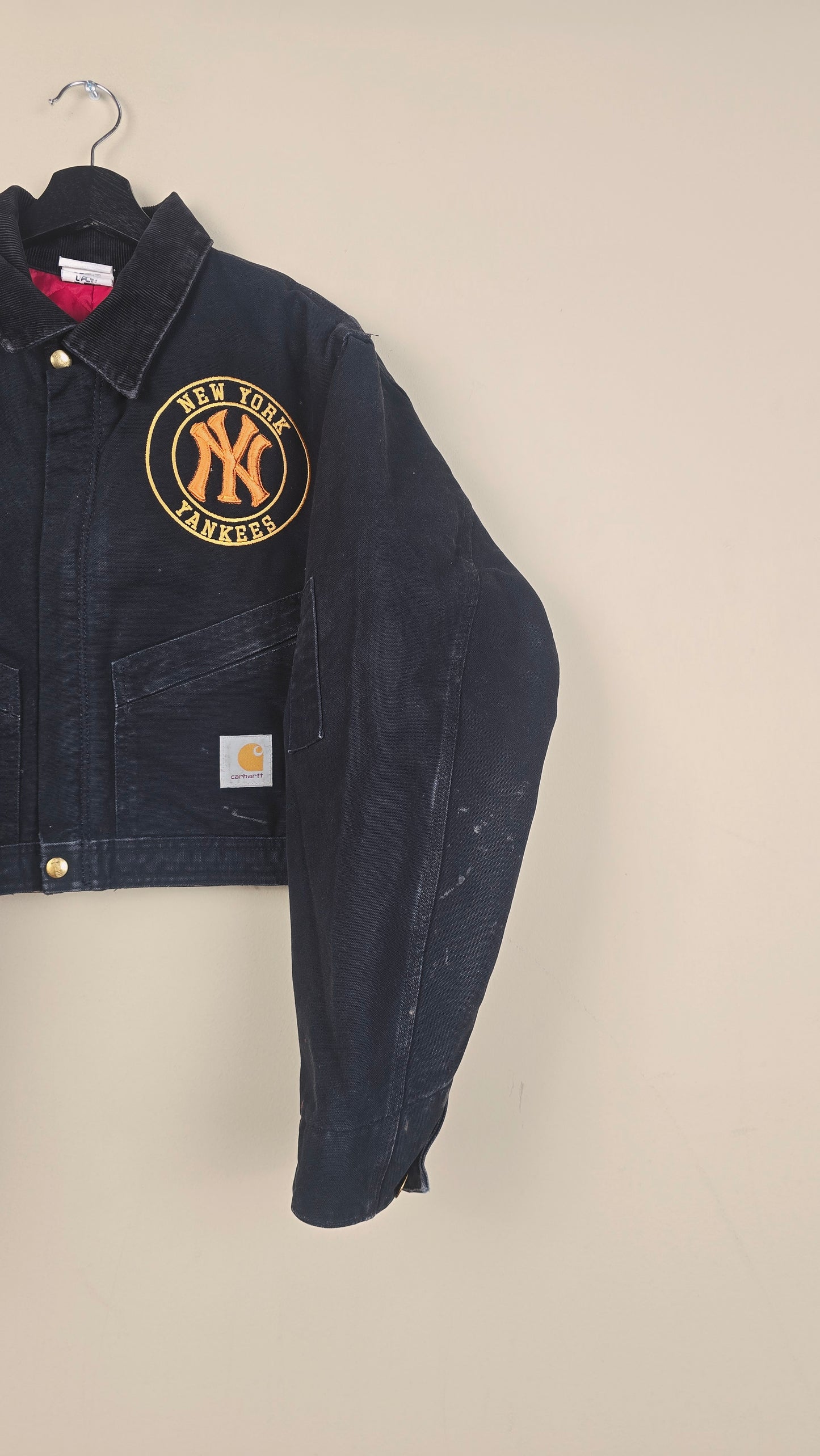 Vintage Carhartt X NY Yankees Cropped Jacket | Black | Size M | OBL3