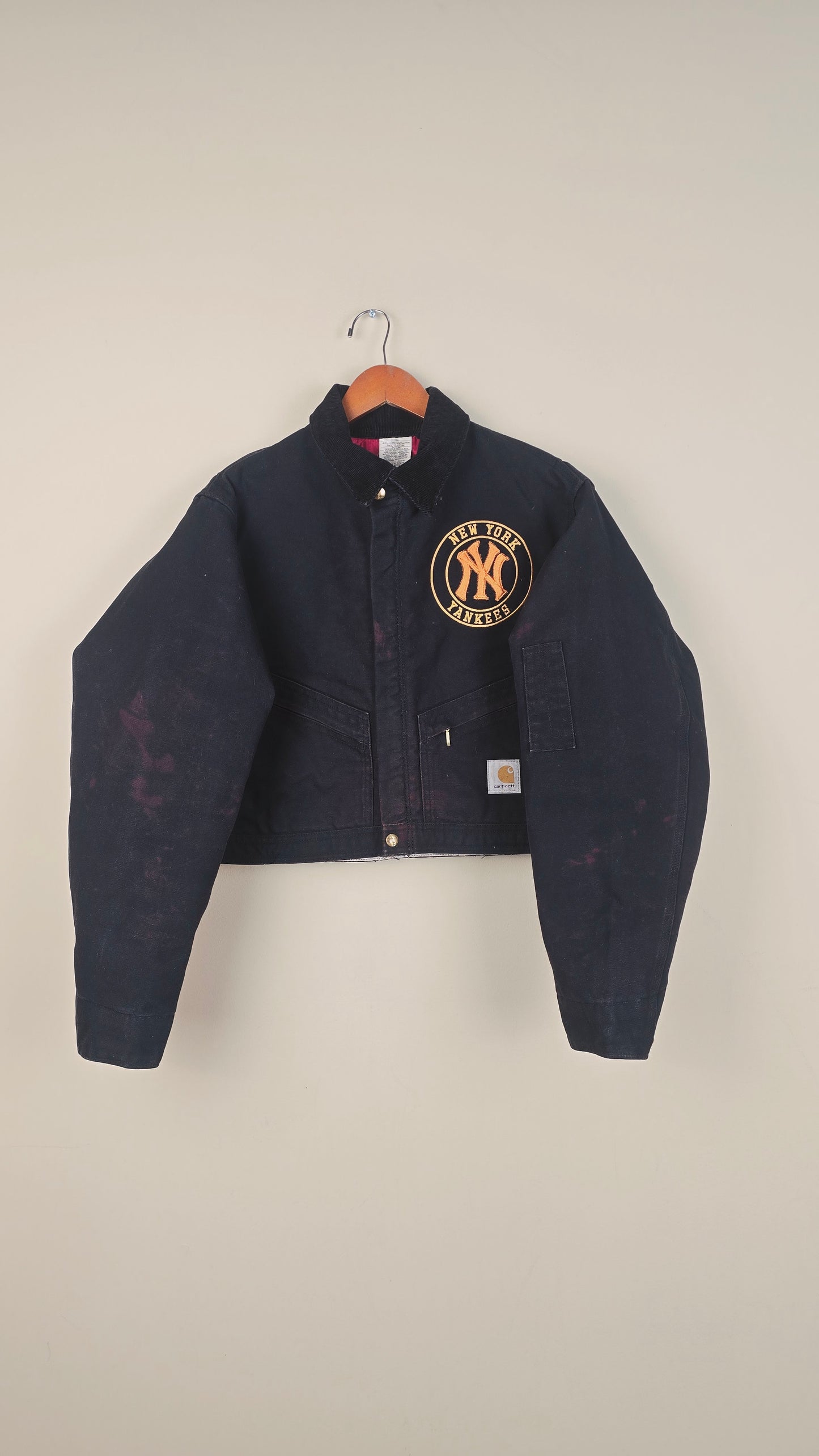 Vintage Carhartt X NY Yankees Cropped Jacket | Black | Size M | OBL4