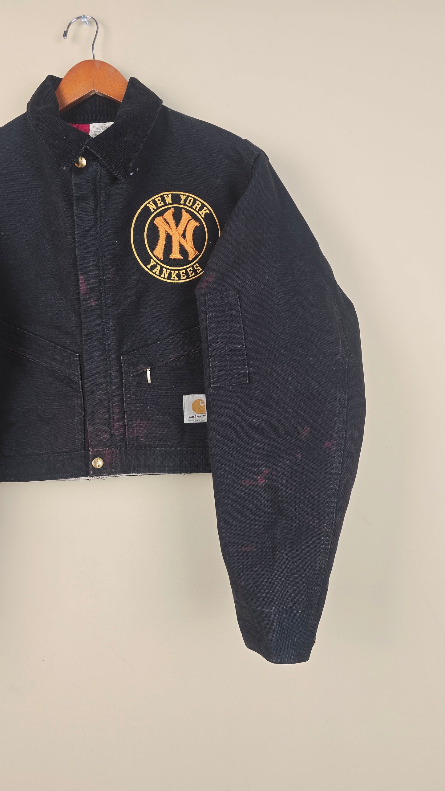 Vintage Carhartt X NY Yankees Cropped Jacket | Black | Size M | OBL4