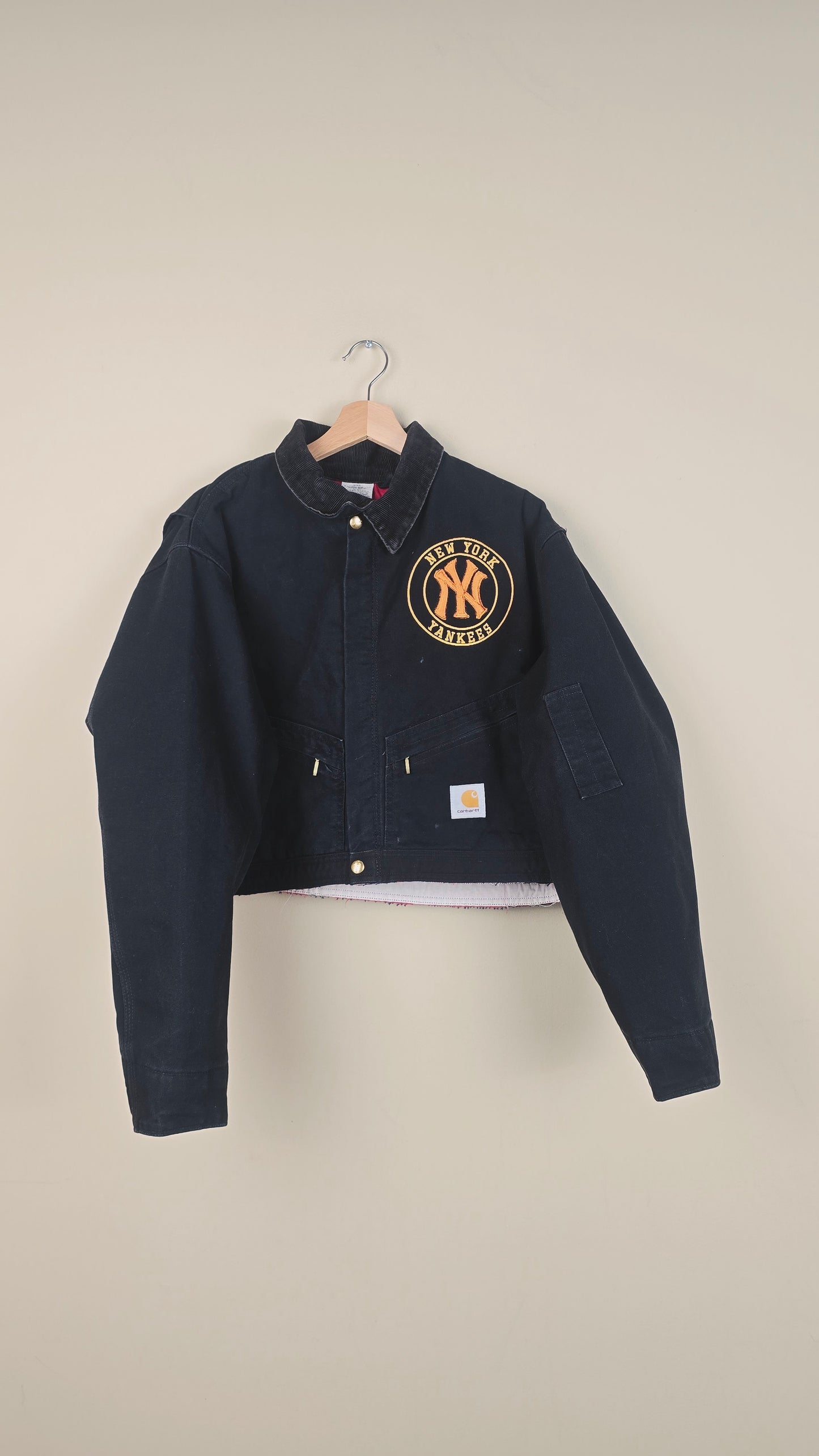 Vintage Carhartt X NY Yankees Cropped Jacket | Black | Size L/XL | OBL5