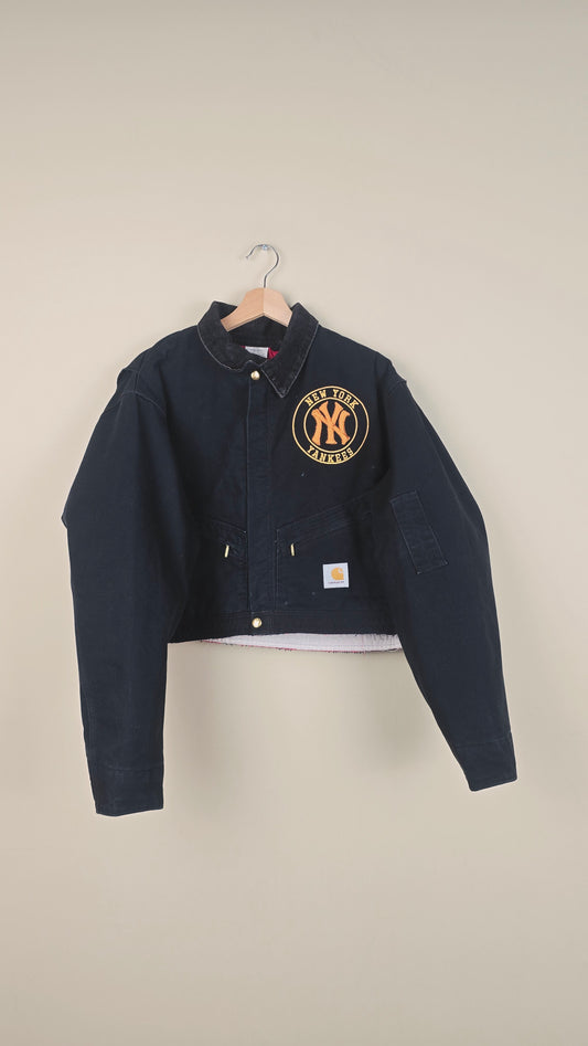 Vintage Carhartt X NY Yankees Cropped Jacket | Black | Size L/XL | OBL5