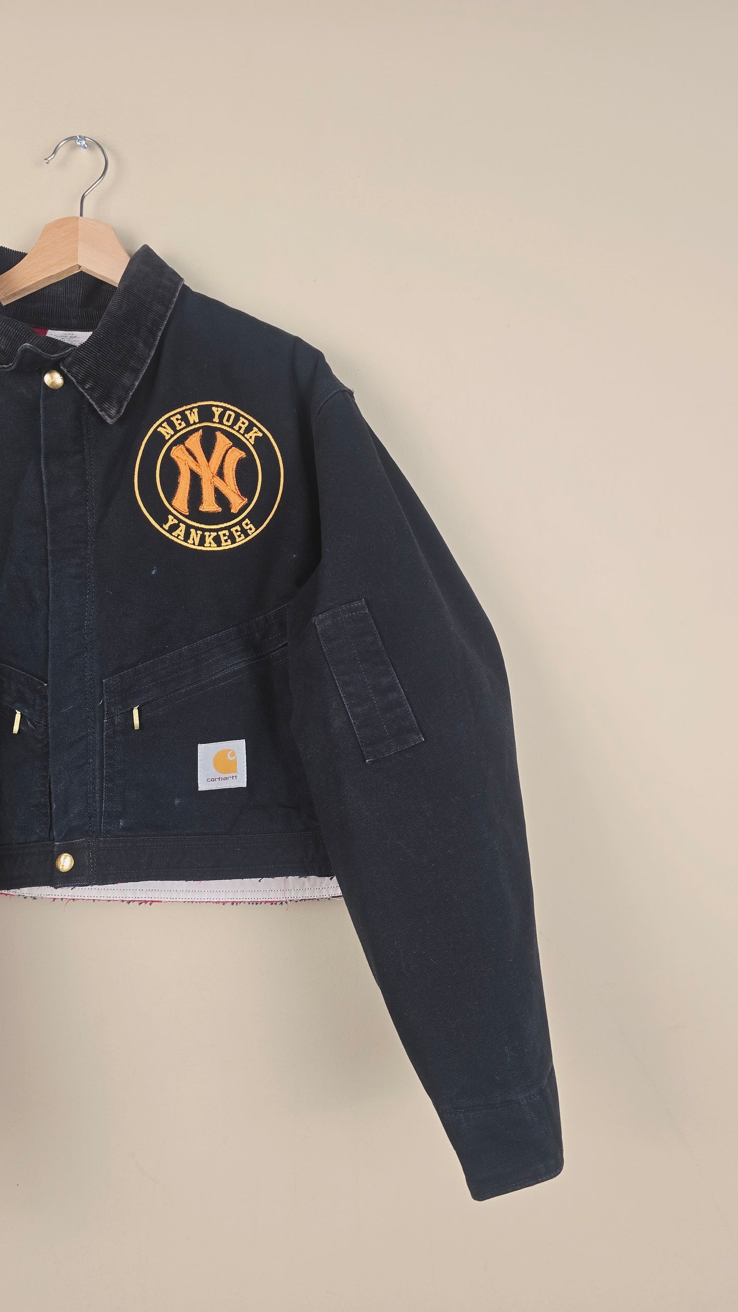 Vintage Carhartt X NY Yankees Cropped Jacket | Black | Size L/XL | OBL5
