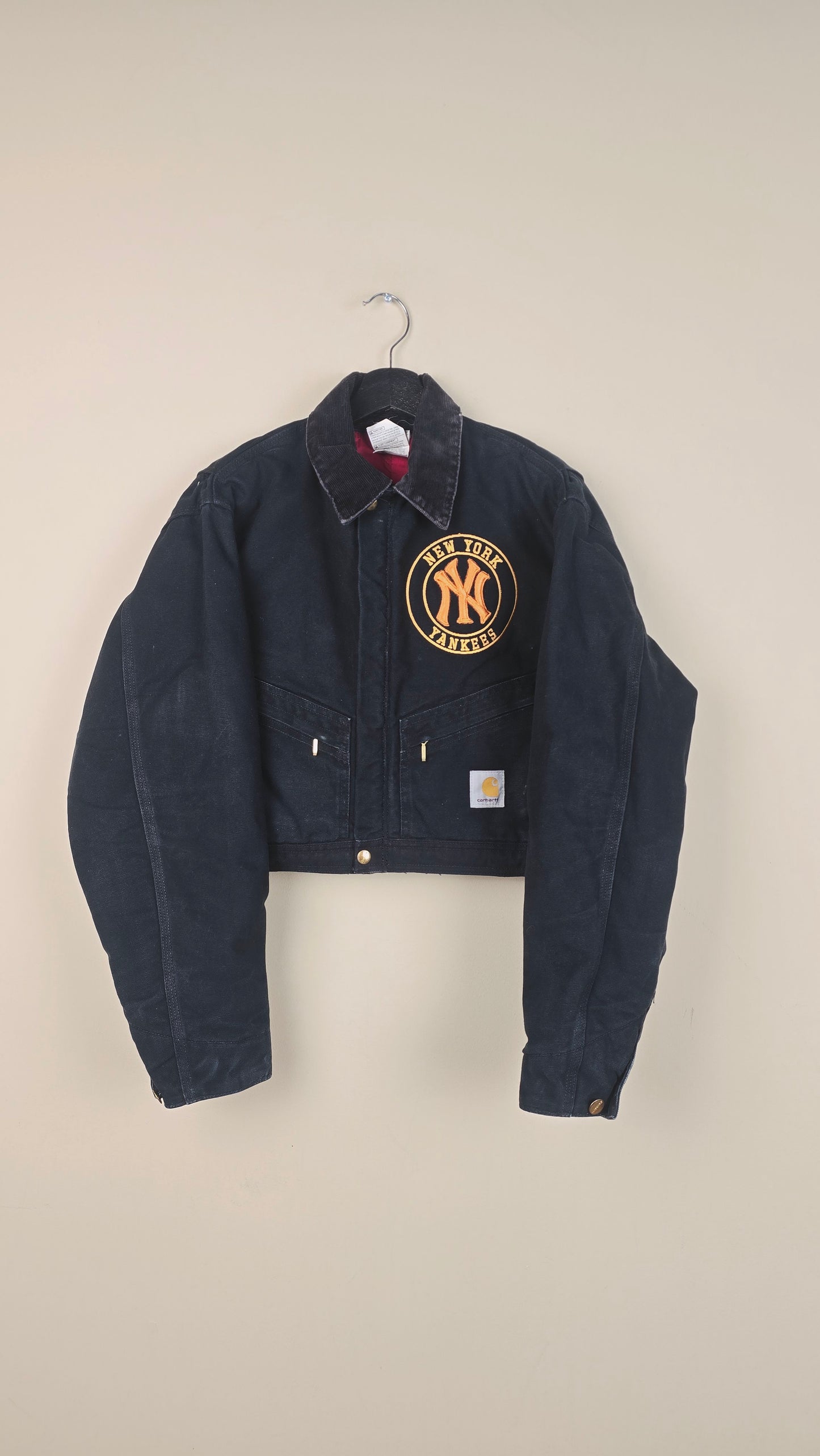 Vintage Carhartt X NY Yankees Cropped Jacket | Black | Size M | OBL6
