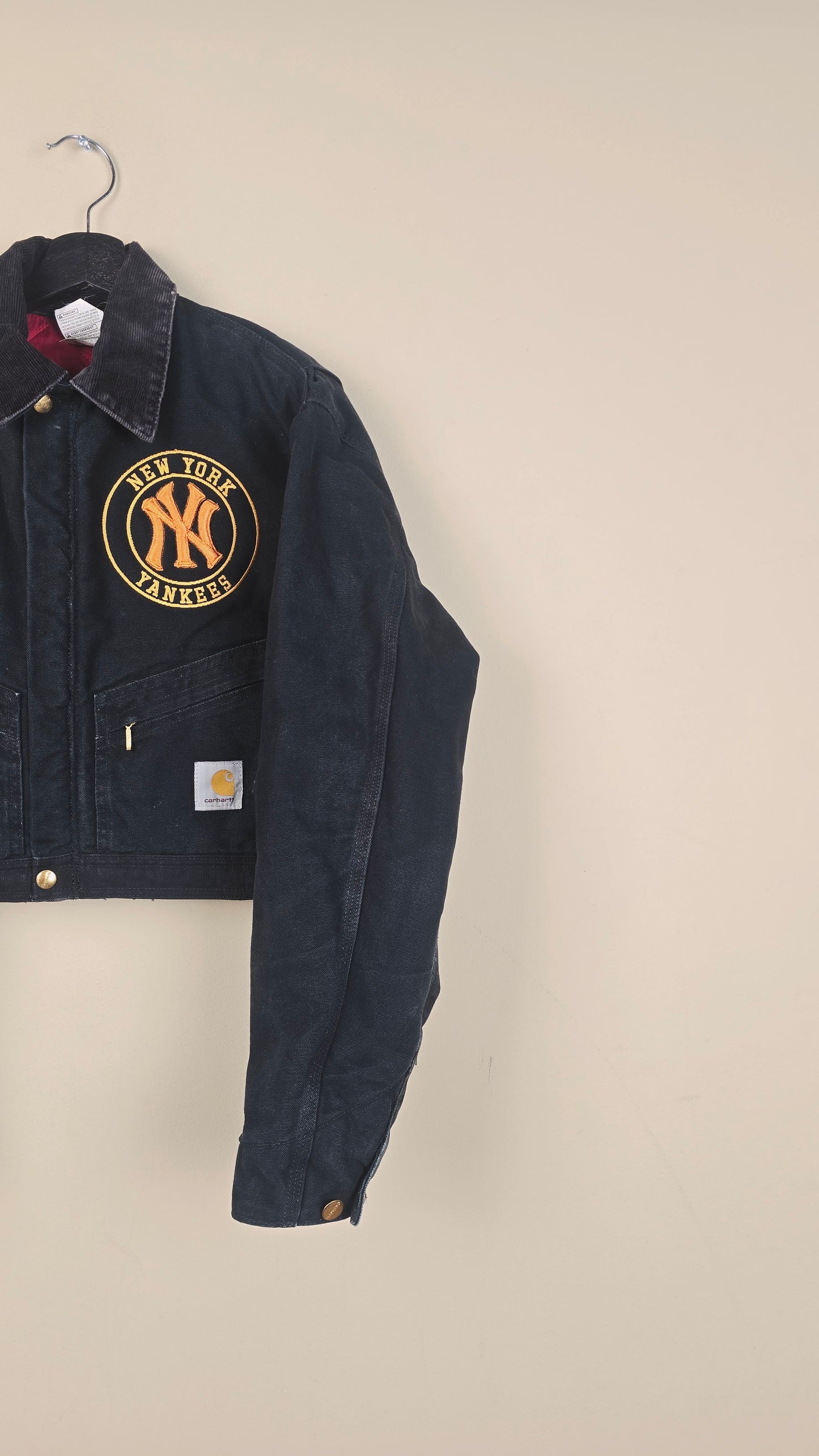 Vintage Carhartt X NY Yankees Cropped Jacket | Black | Size M | OBL6