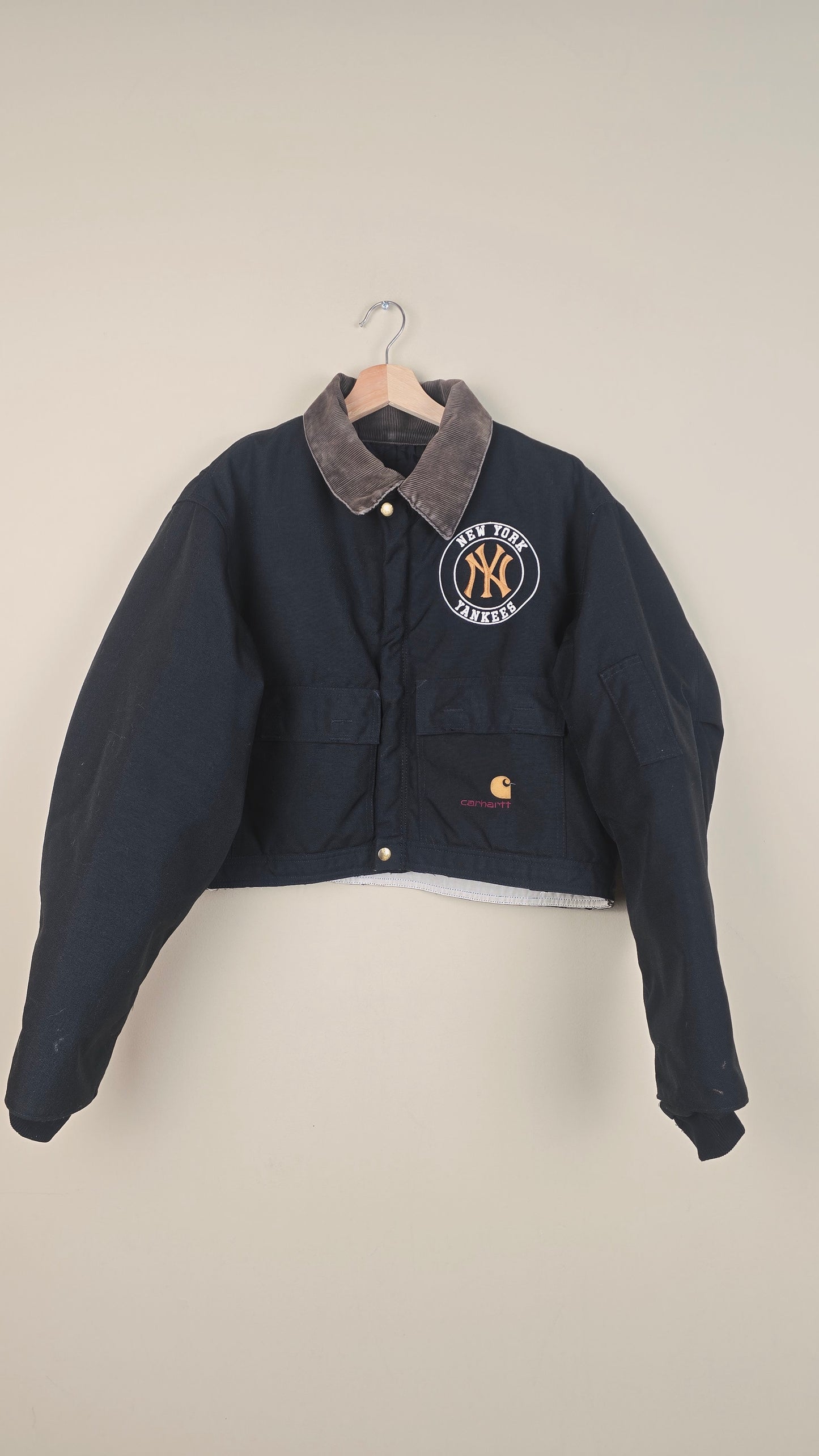 Vintage Carhartt X NY Yankees Cropped Jacket | Black | Size XL | OBL9
