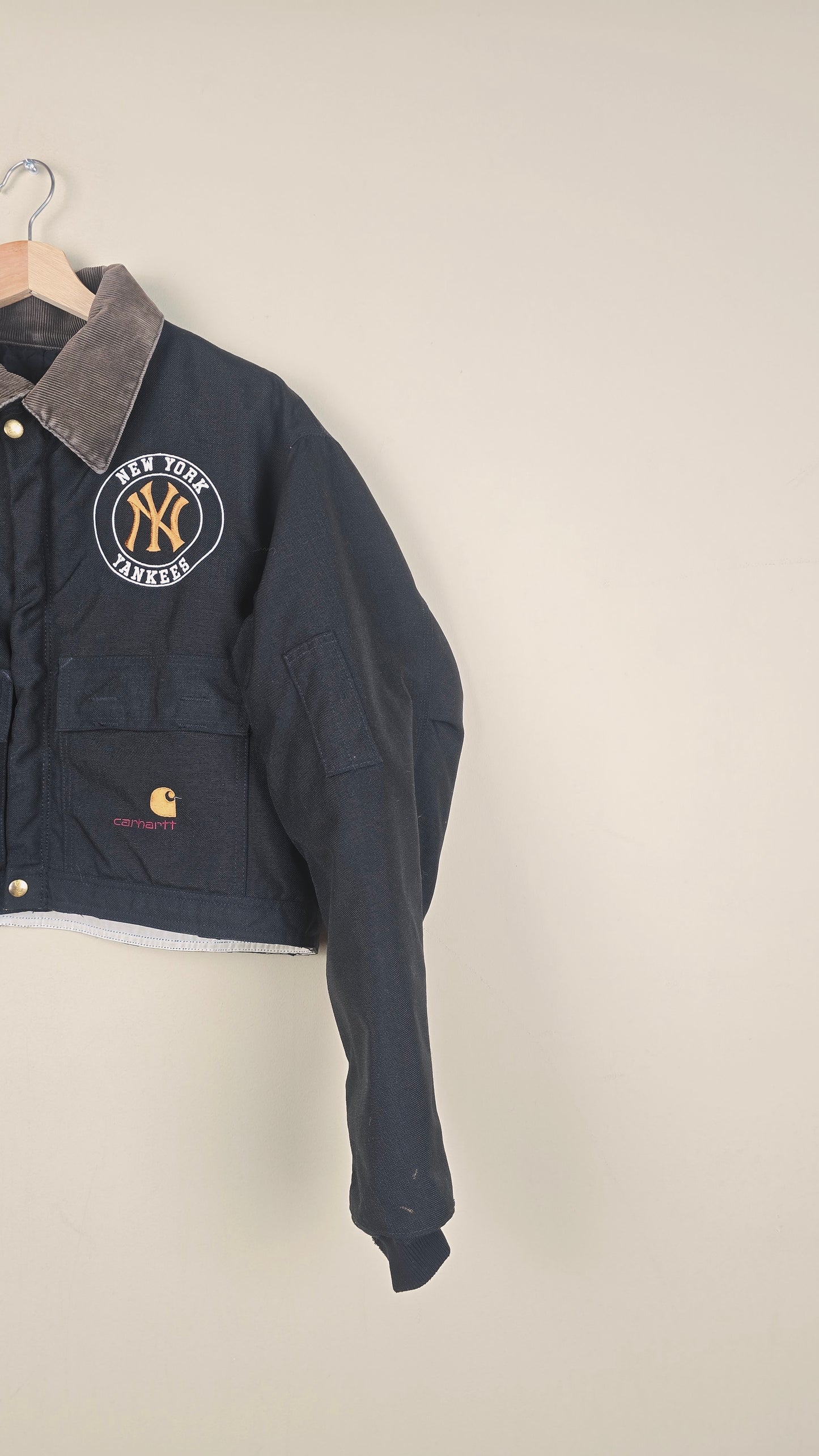 Vintage Carhartt X NY Yankees Cropped Jacket | Black | Size XL | OBL9