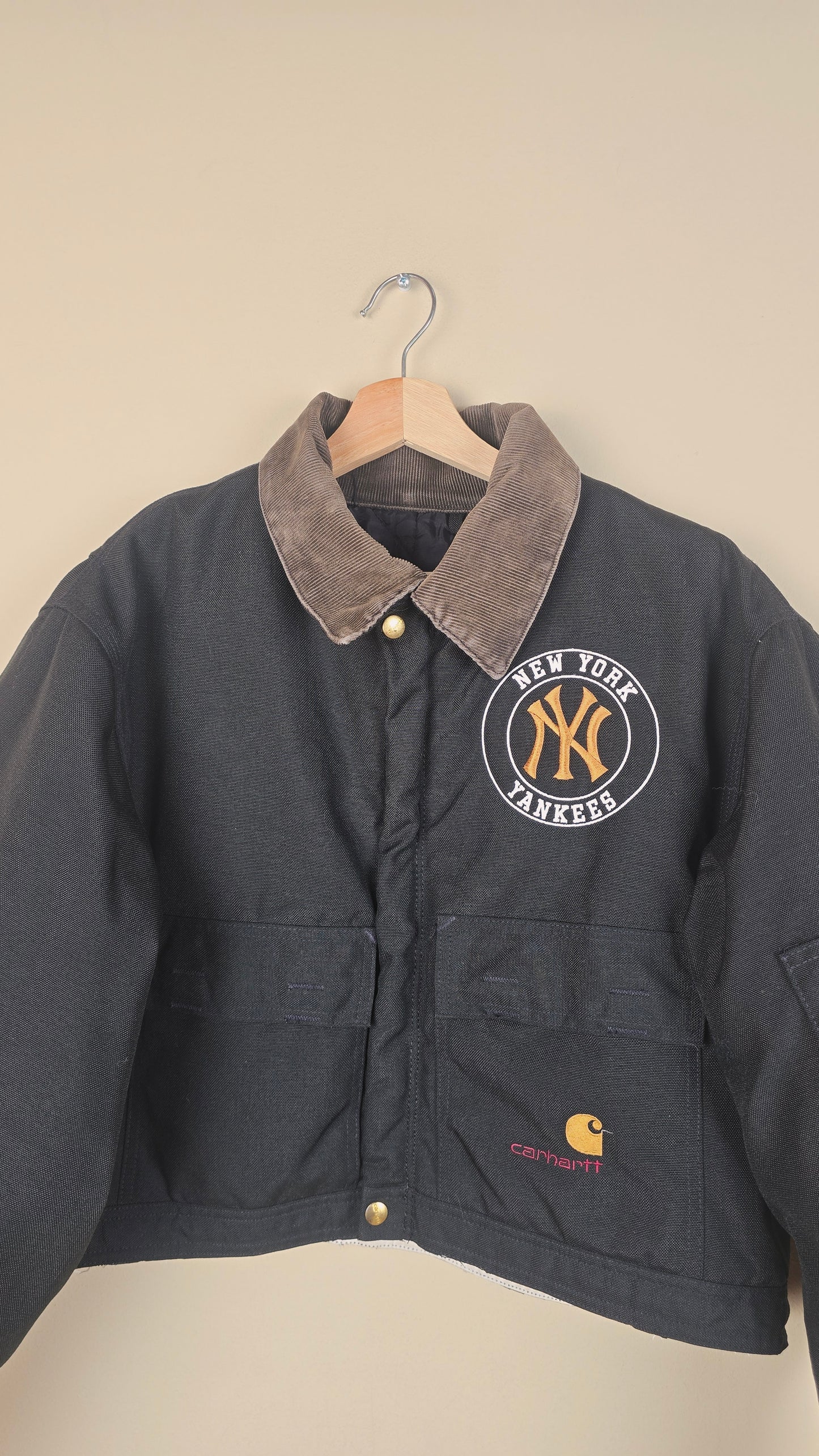 Vintage Carhartt X NY Yankees Cropped Jacket | Black | Size XL | OBL9