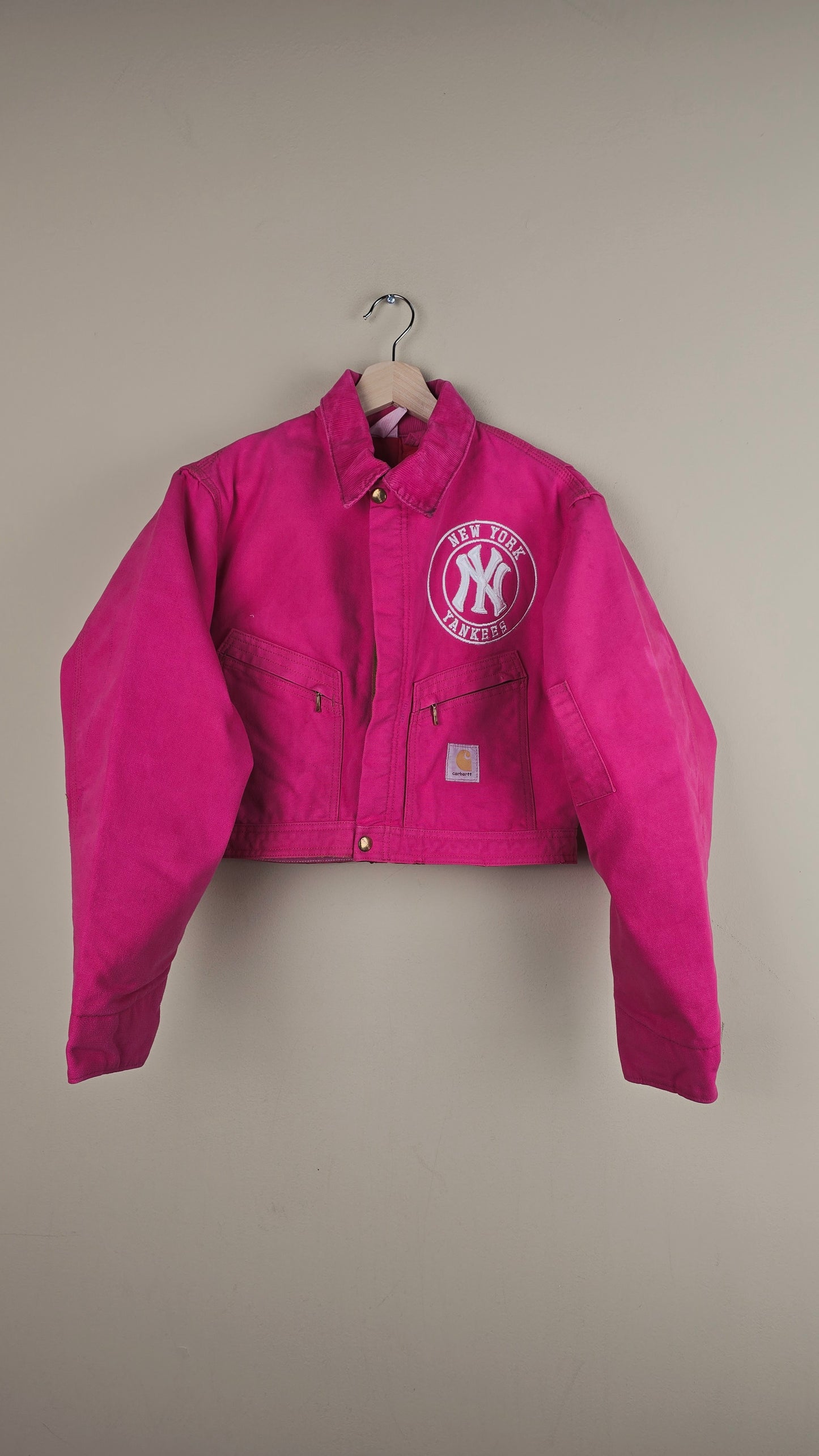 Vintage Carhartt X NY Yankees Cropped Jacket | Hot Pink | Size XS | OP35