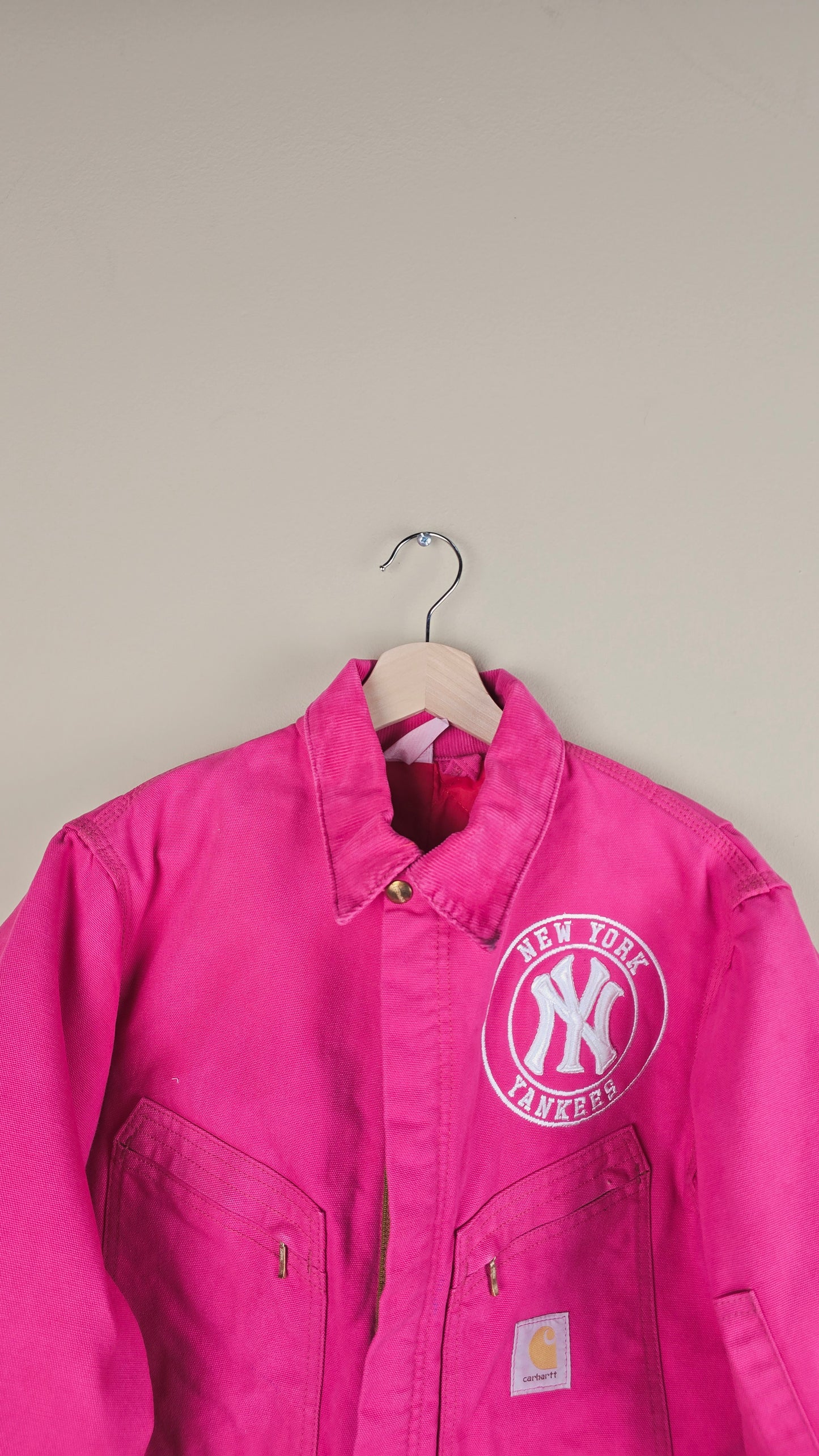 Vintage Carhartt X NY Yankees Cropped Jacket | Hot Pink | Size XS | OP35