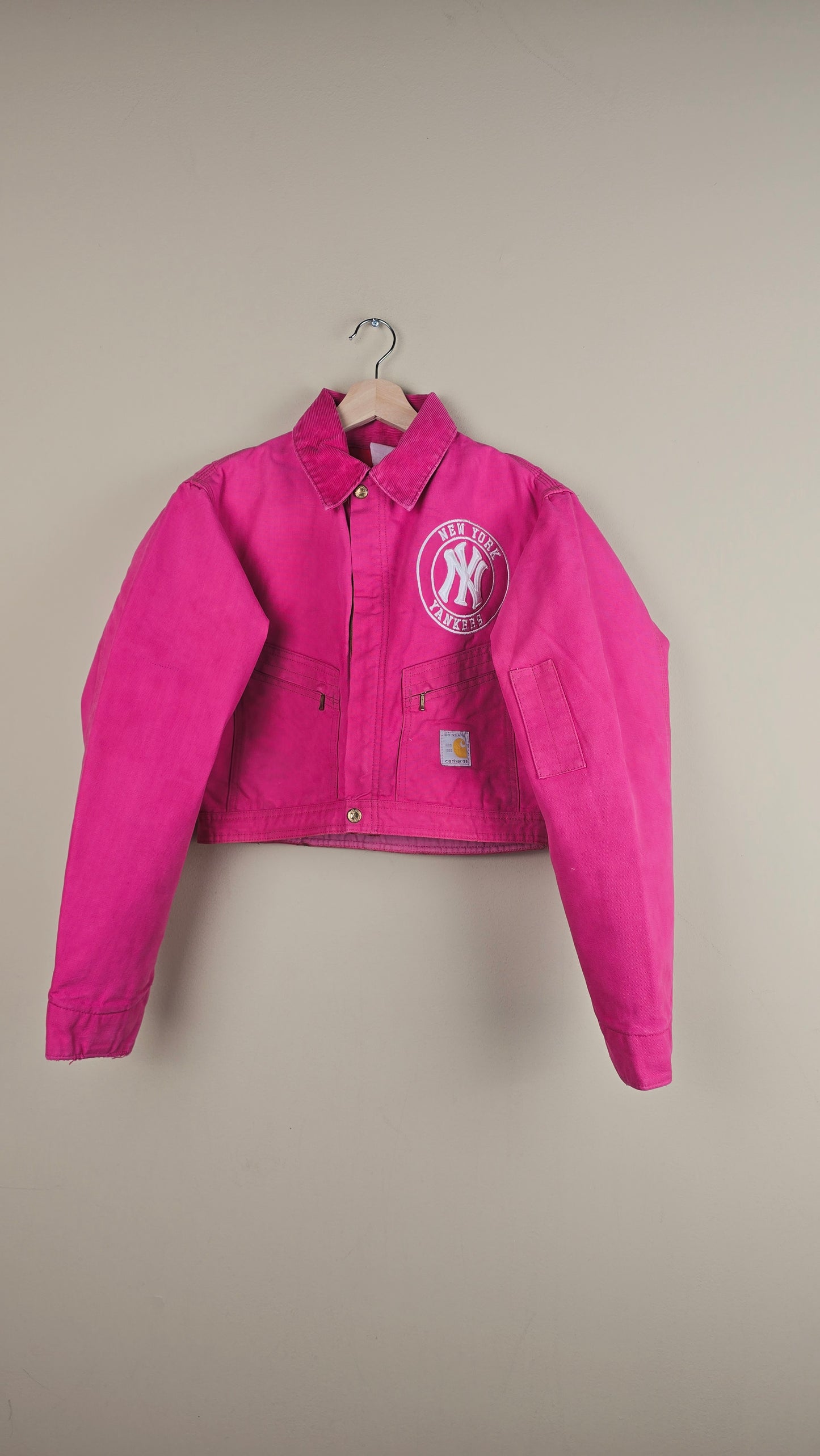 Vintage Carhartt X NY Yankees Cropped Jacket | Hot Pink | Size XS | OP36