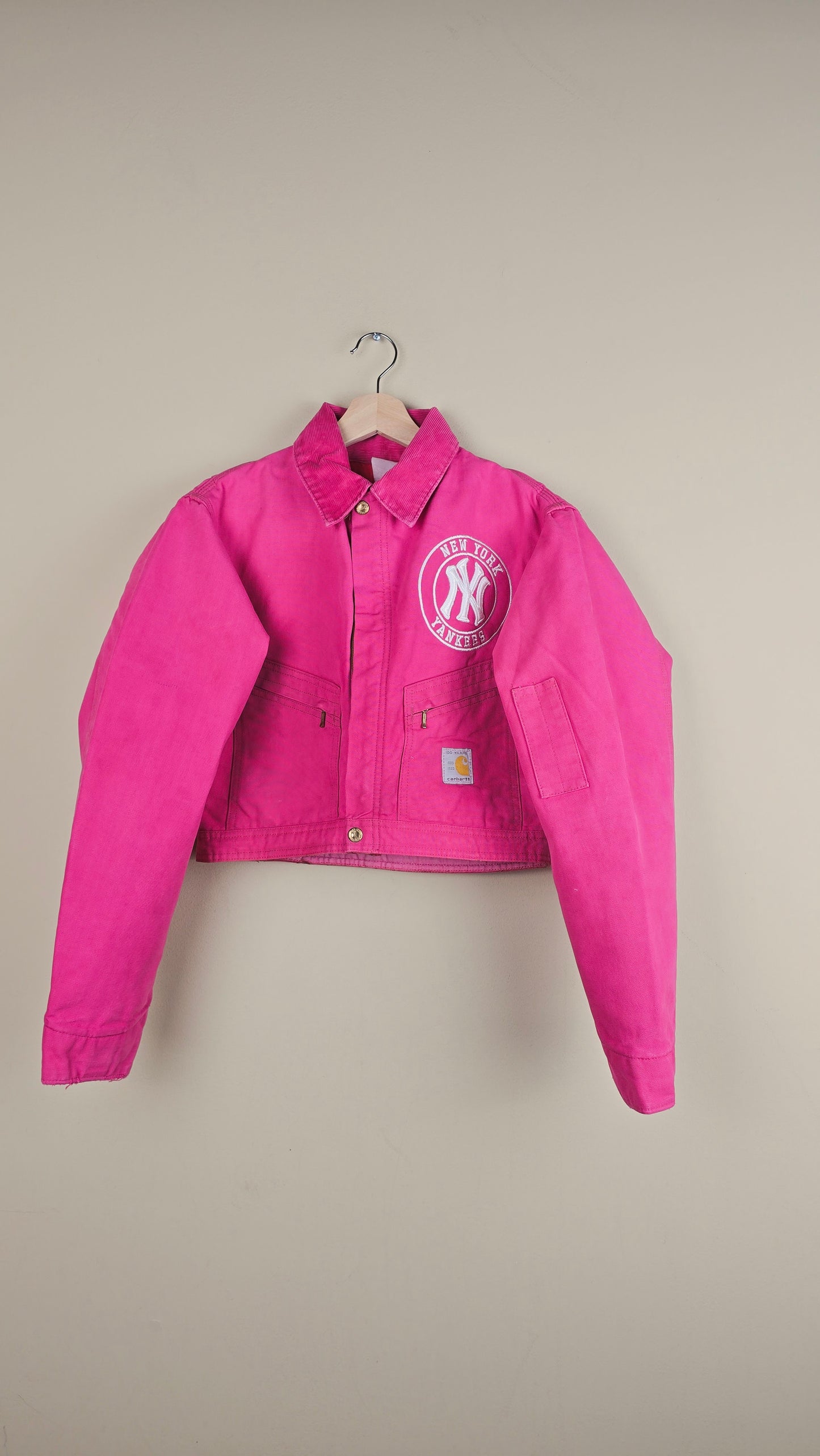 Vintage Carhartt X NY Yankees Cropped Jacket | Hot Pink | Size XS | OP36
