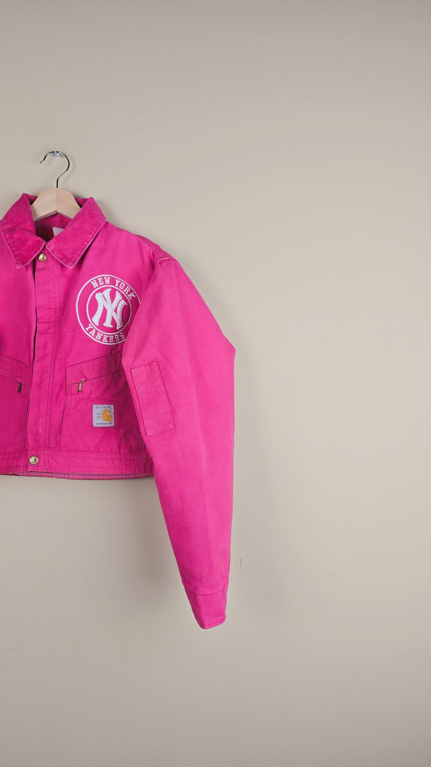 Vintage Carhartt X NY Yankees Cropped Jacket | Hot Pink | Size XS | OP36