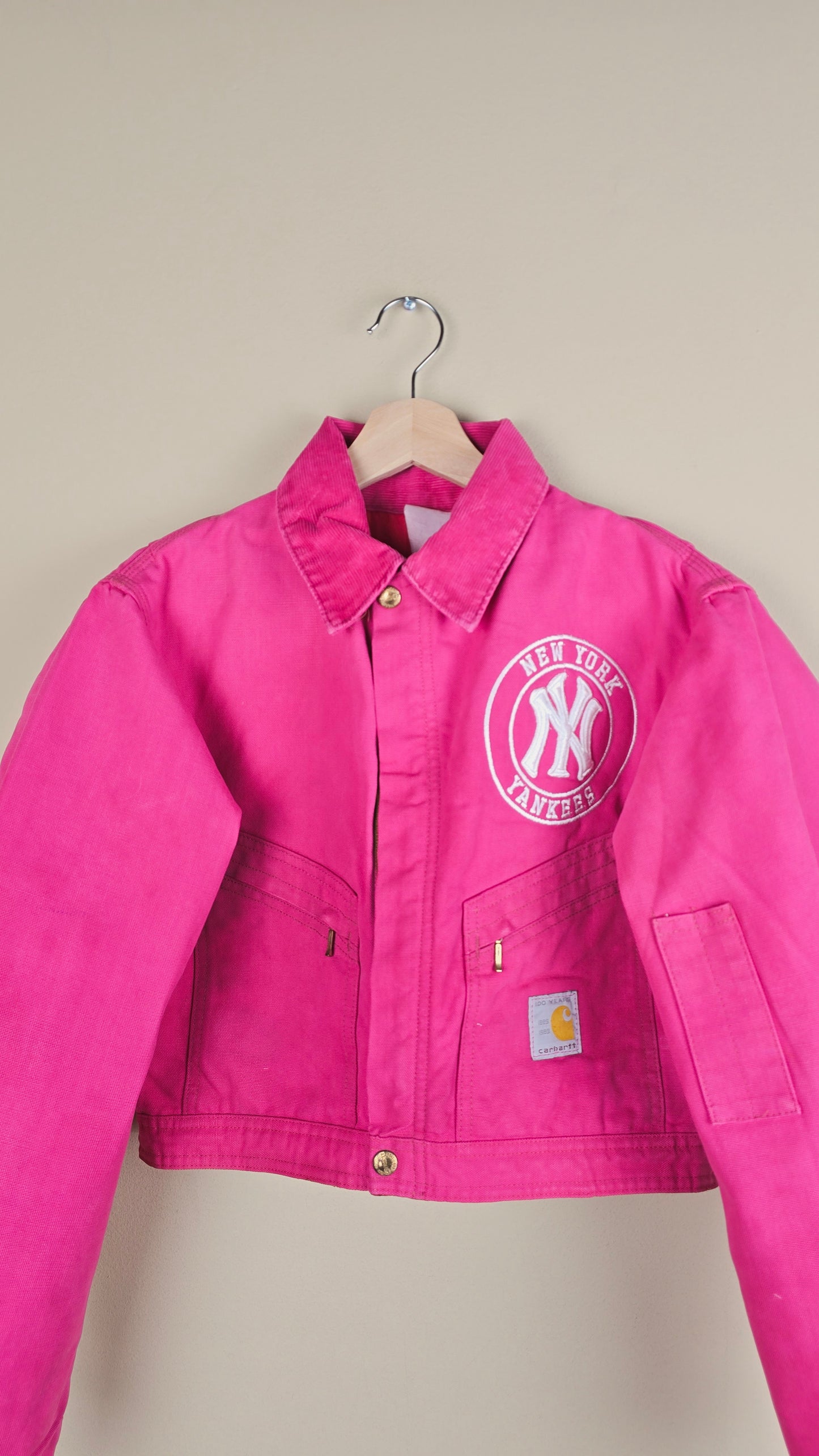 Vintage Carhartt X NY Yankees Cropped Jacket | Hot Pink | Size XS | OP36