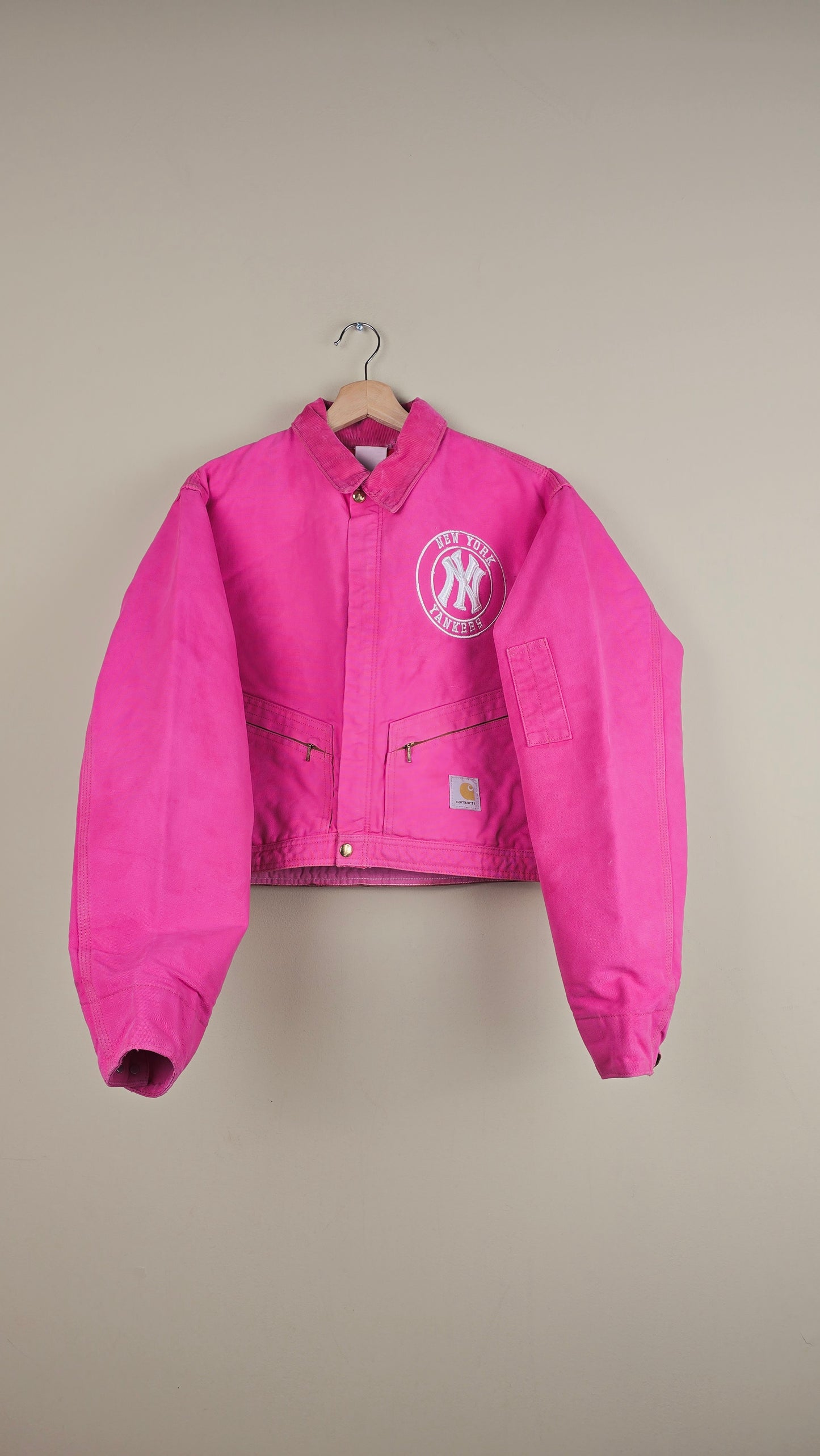 Vintage Carhartt X NY Yankees Cropped Jacket | Hot Pink | Size M | OP37