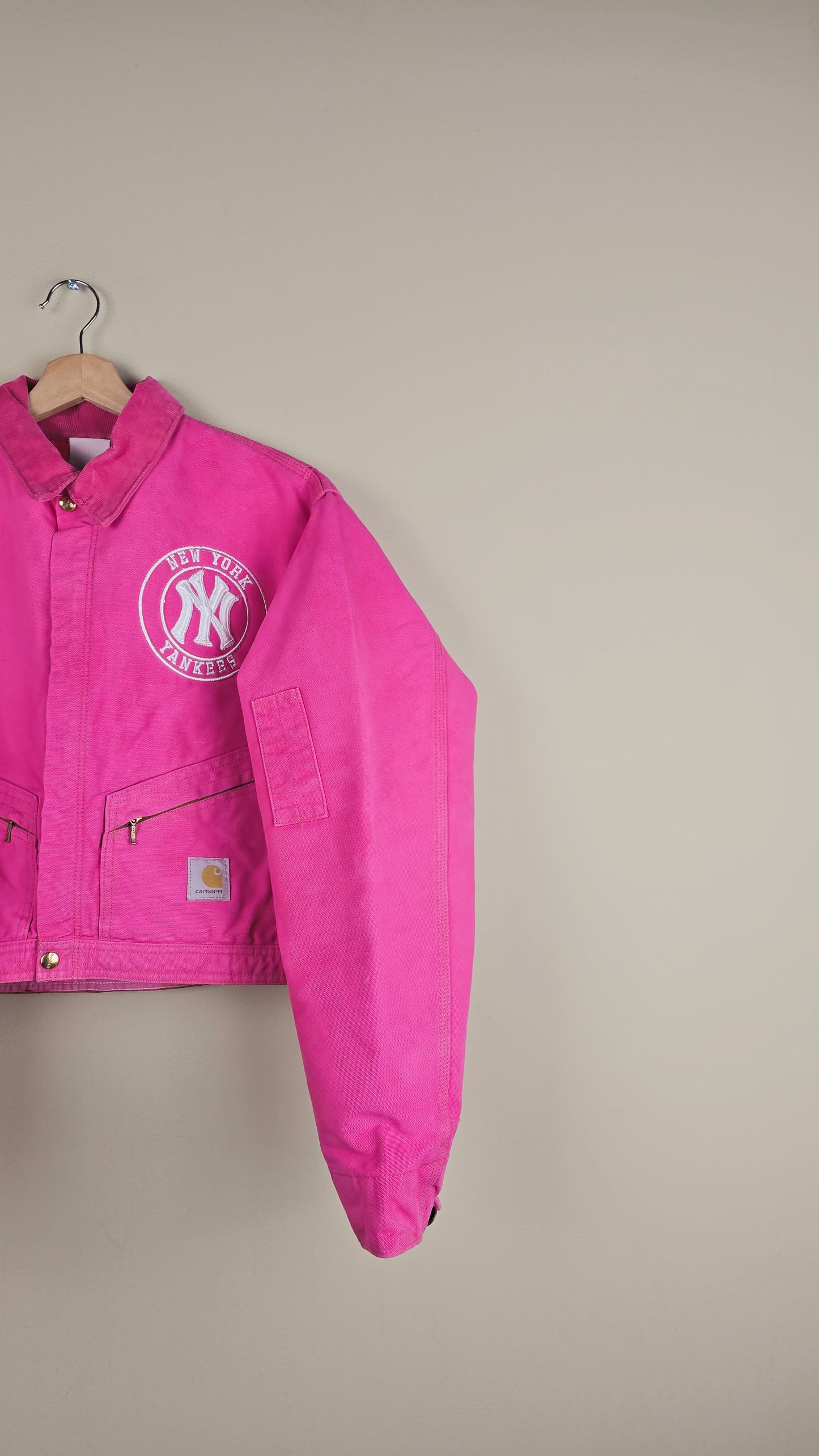 Vintage Carhartt X NY Yankees Cropped Jacket | Hot Pink | Size M | OP37