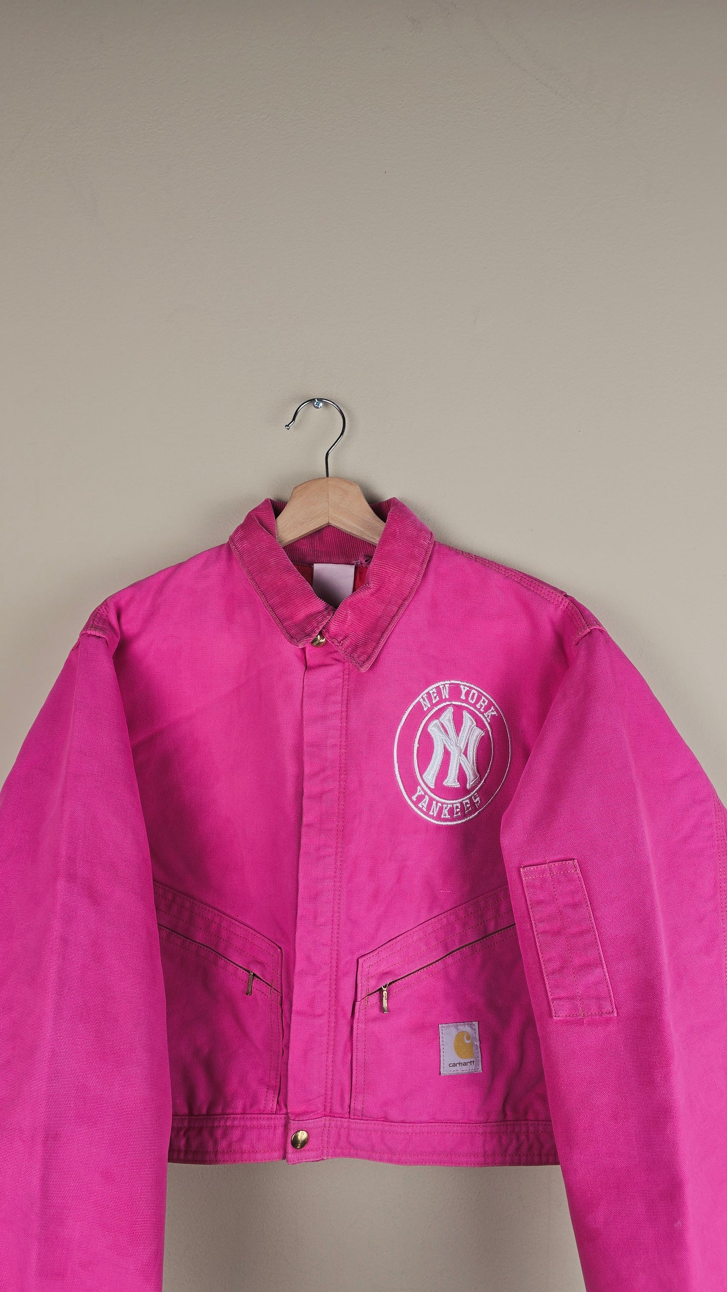 Vintage Carhartt X NY Yankees Cropped Jacket | Hot Pink | Size M | OP37