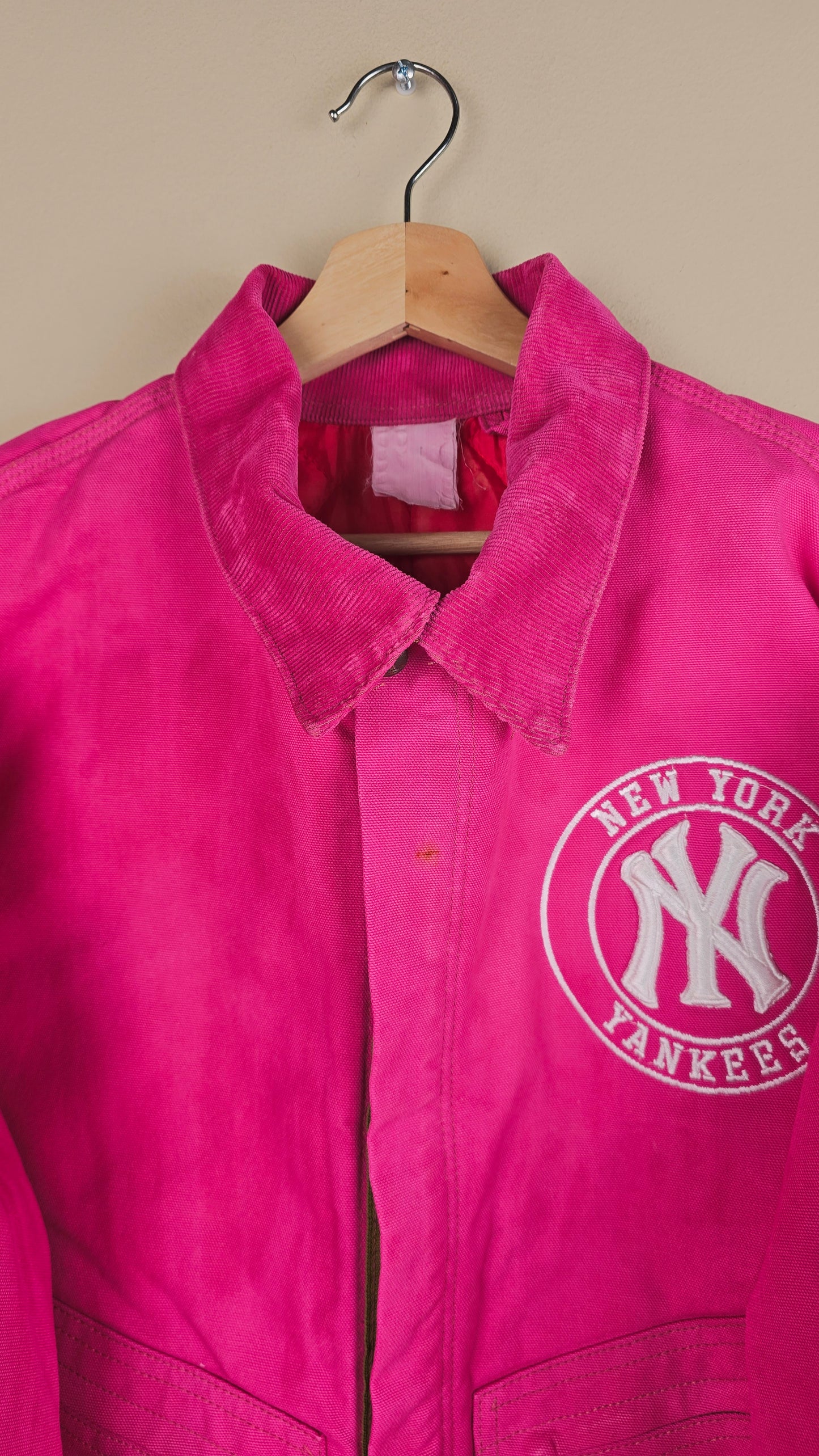 Vintage Carhartt X NY Yankees Cropped Jacket | Hot Pink | Size 2XL | OP38
