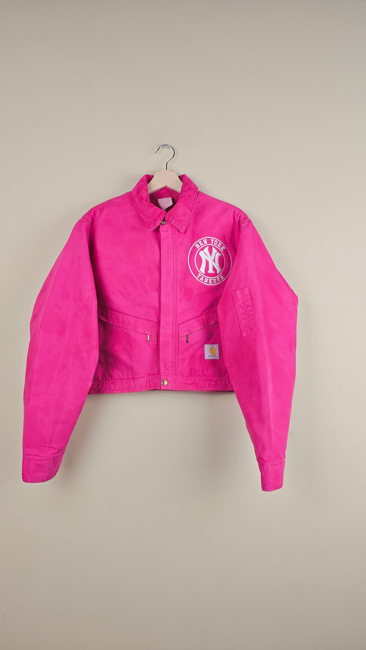 Vintage Carhartt X NY Yankees Cropped Jacket | Hot Pink | Size M | OP39