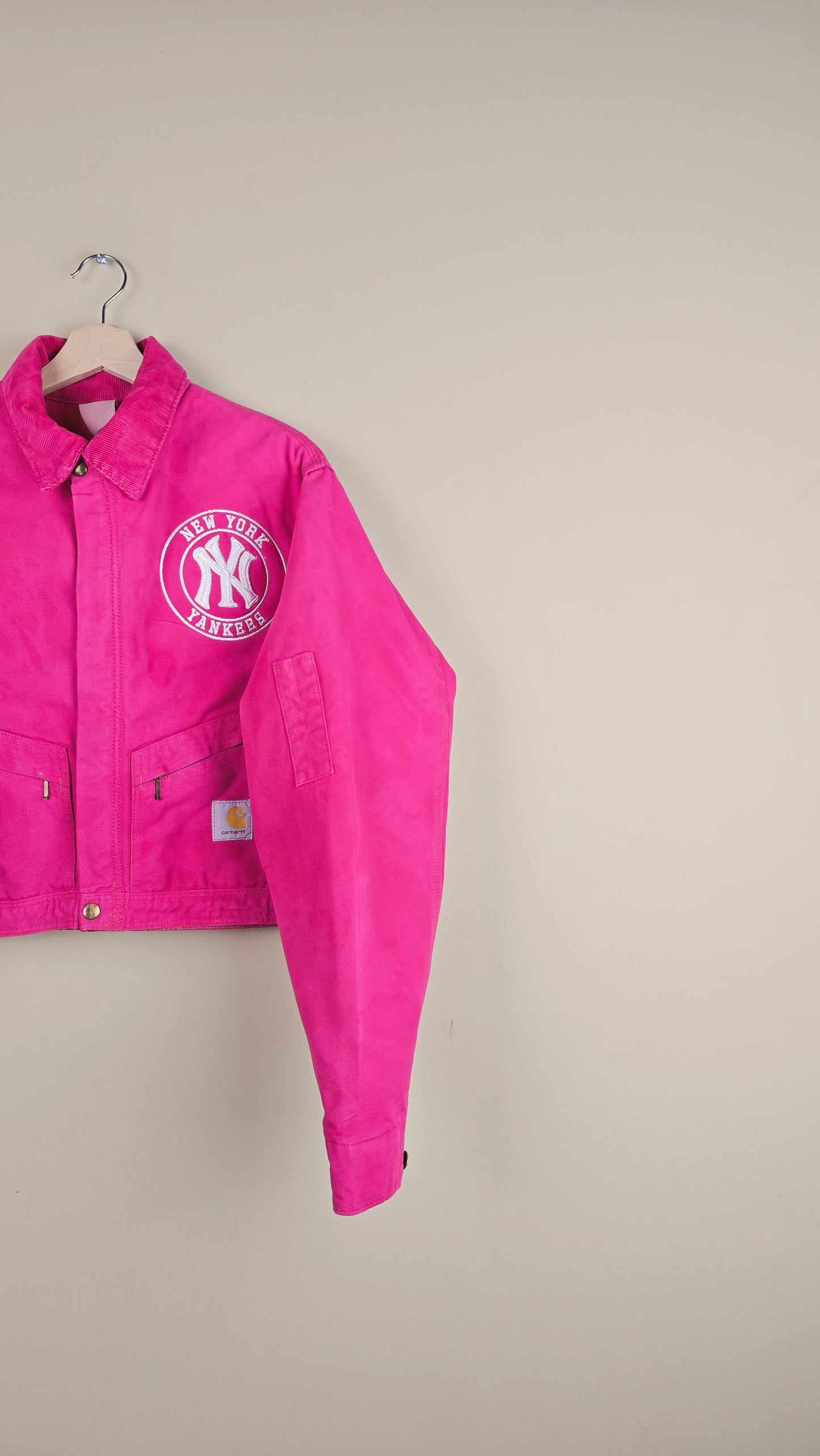 Vintage Carhartt X NY Yankees Cropped Jacket | Hot Pink | Size M | OP39