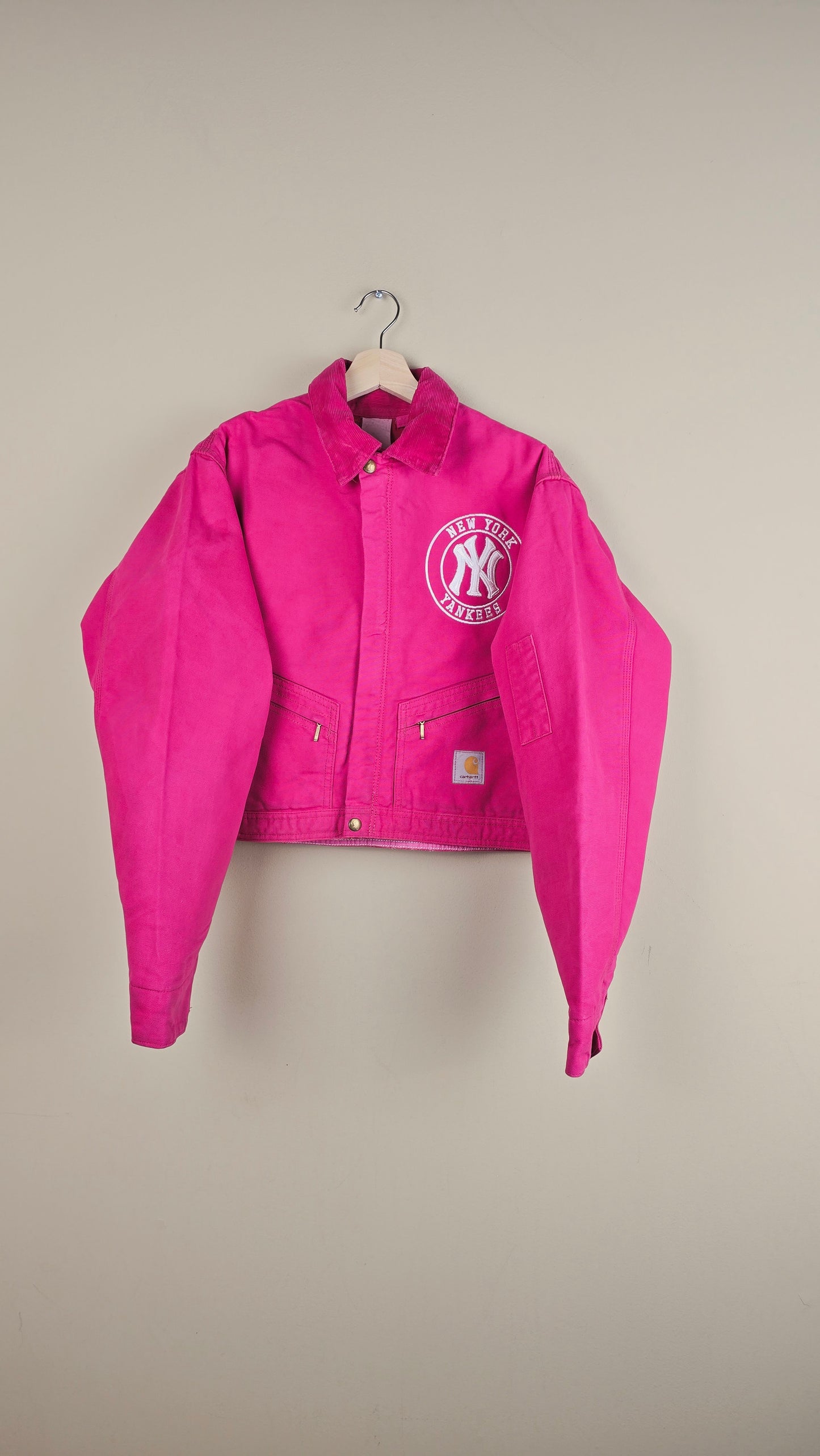 Vintage Carhartt X NY Yankees Cropped Jacket | Hot Pink | Size M | OP40