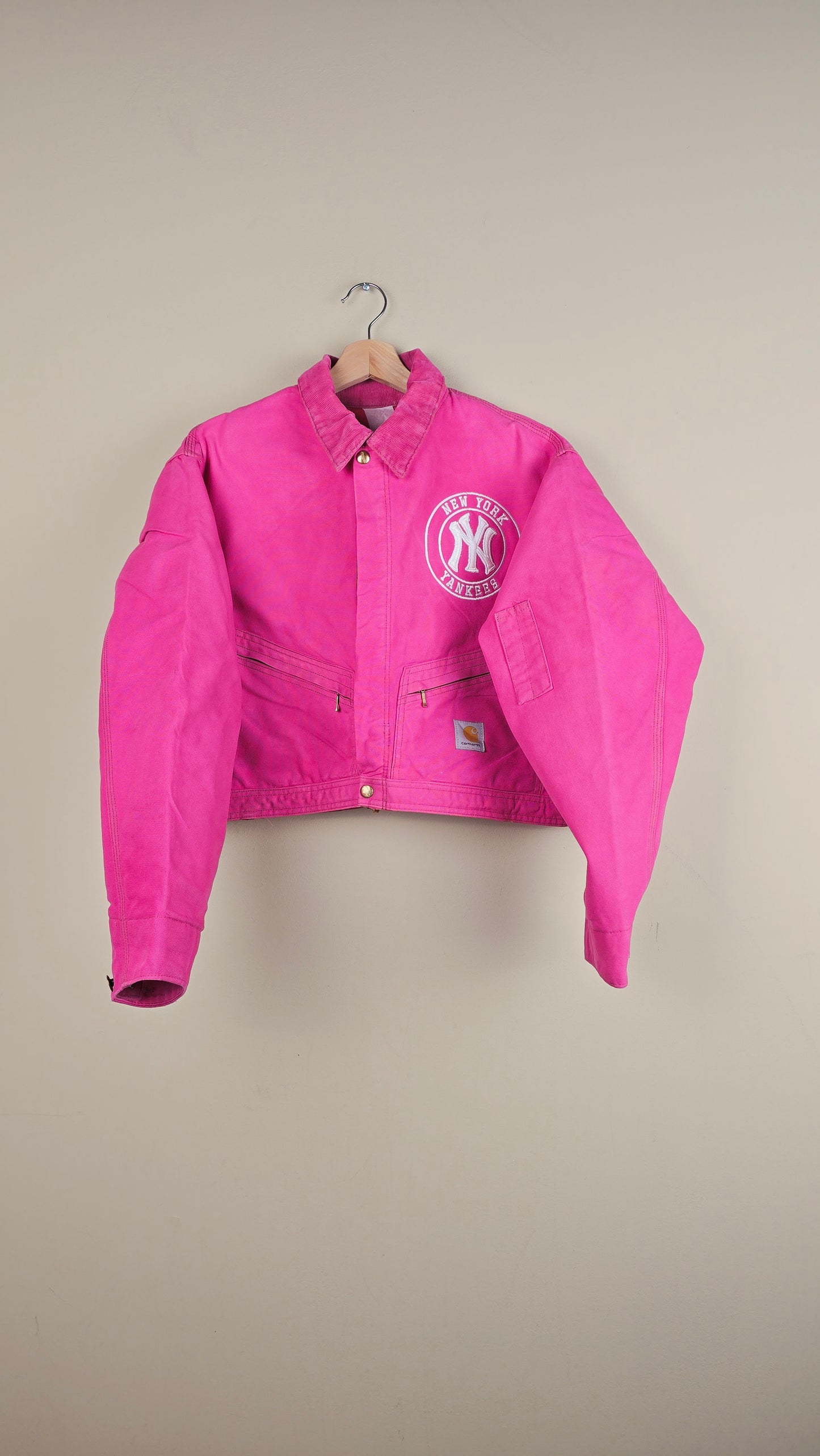 Vintage Carhartt X NY Yankees Cropped Jacket | Hot Pink | Size M/L | OP42