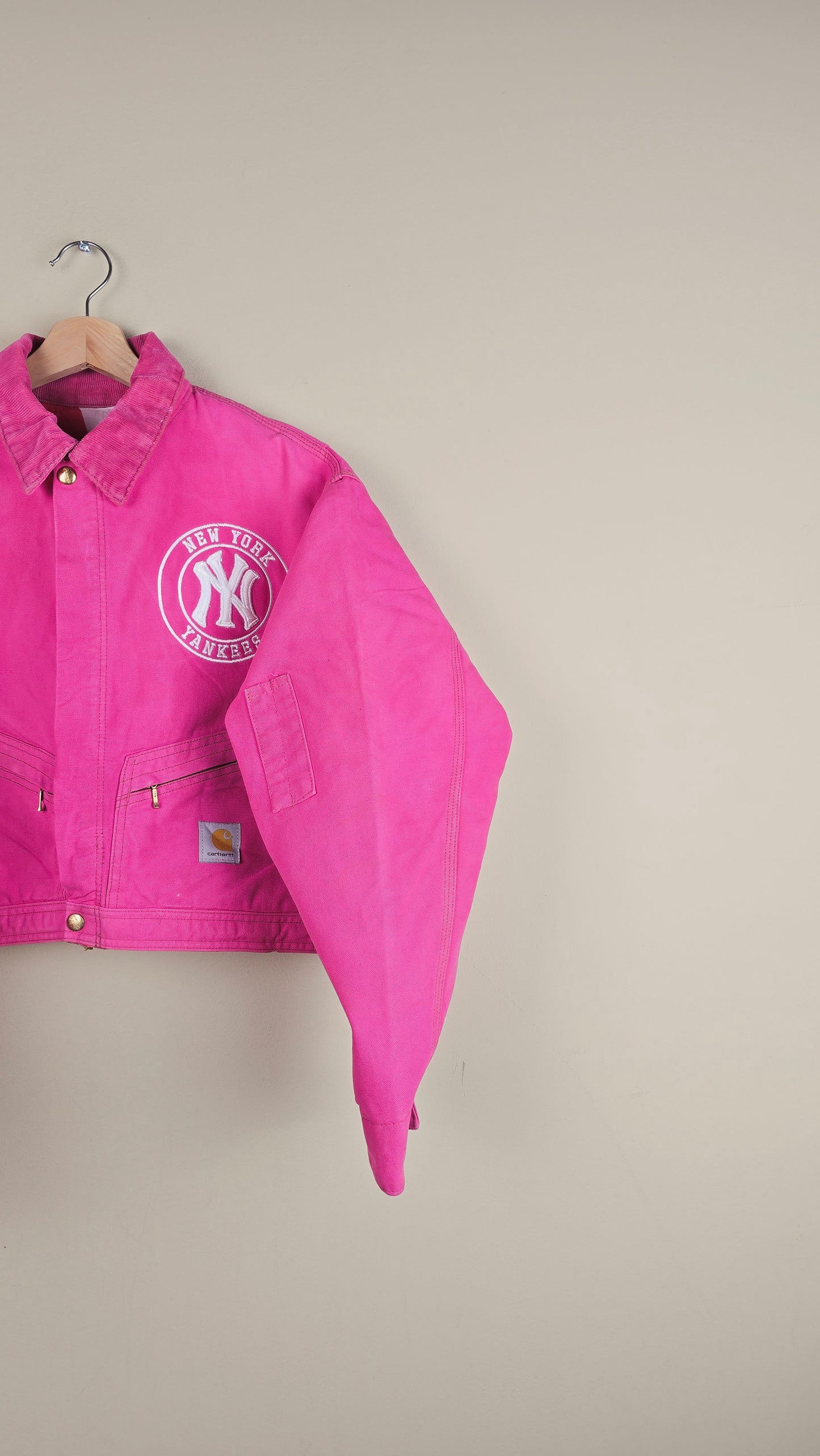 Vintage Carhartt X NY Yankees Cropped Jacket | Hot Pink | Size M/L | OP42
