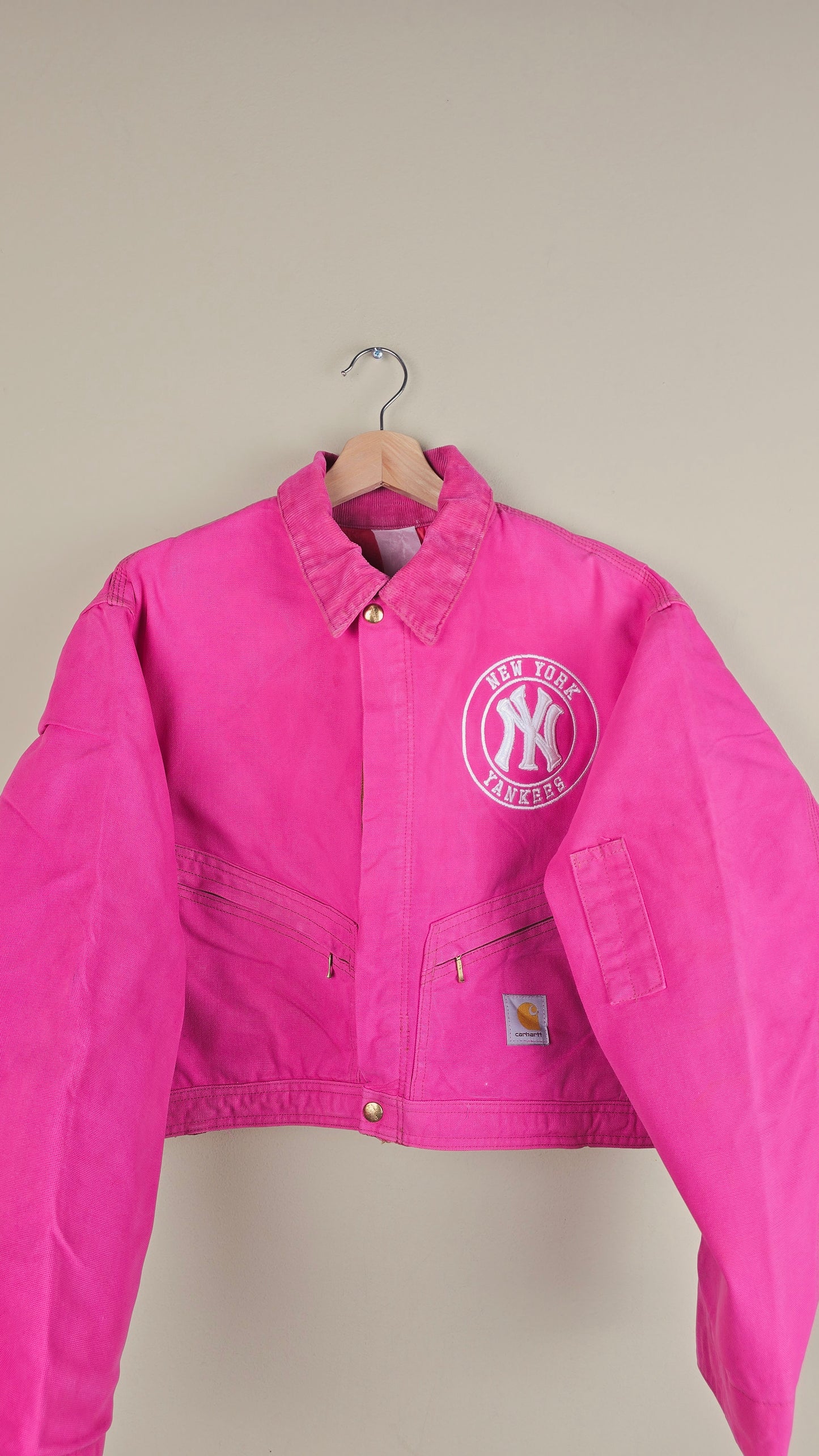 Vintage Carhartt X NY Yankees Cropped Jacket | Hot Pink | Size M/L | OP42