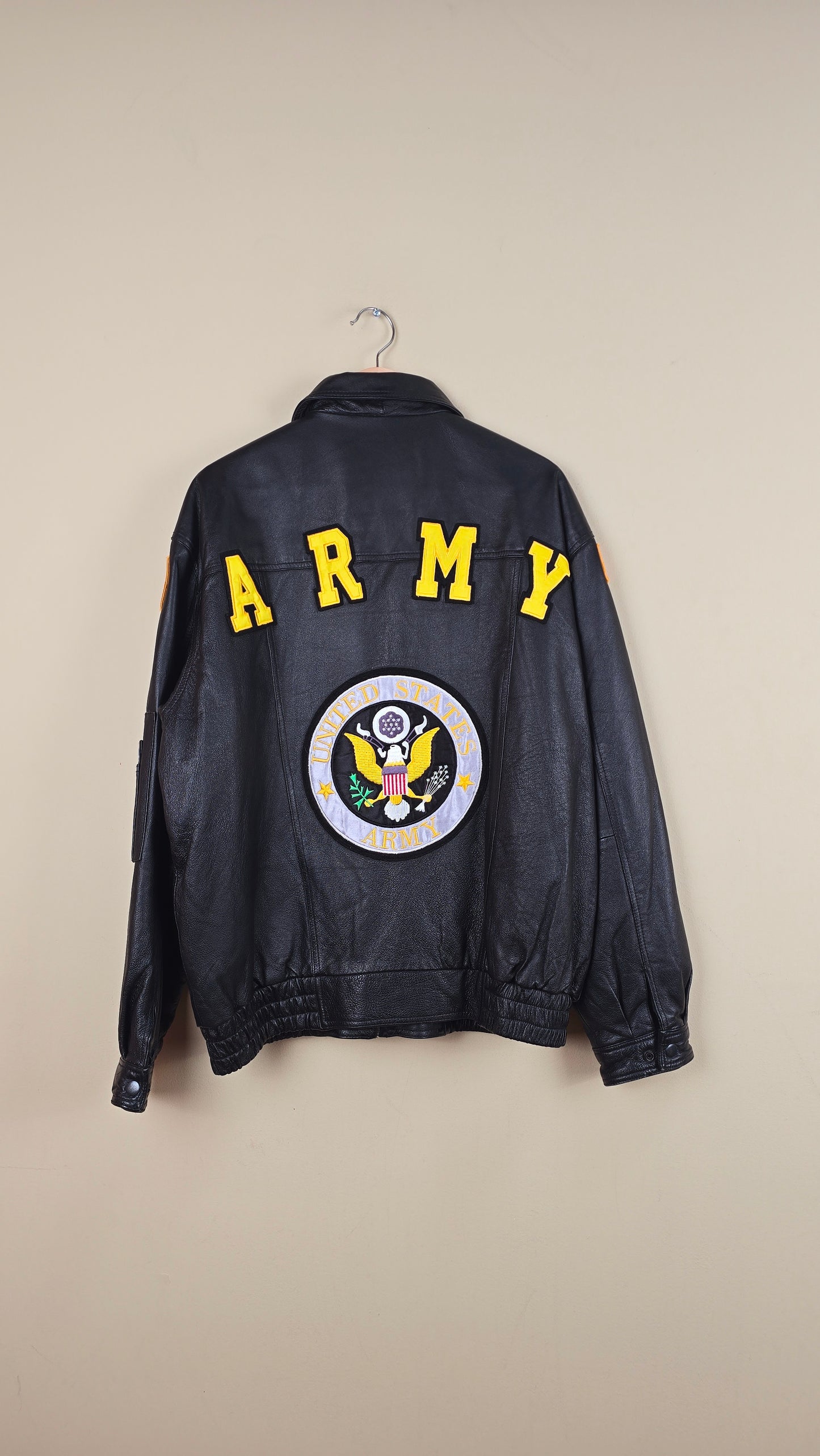 Vintage US Army Leather Black Jacket (Size L) | VET02