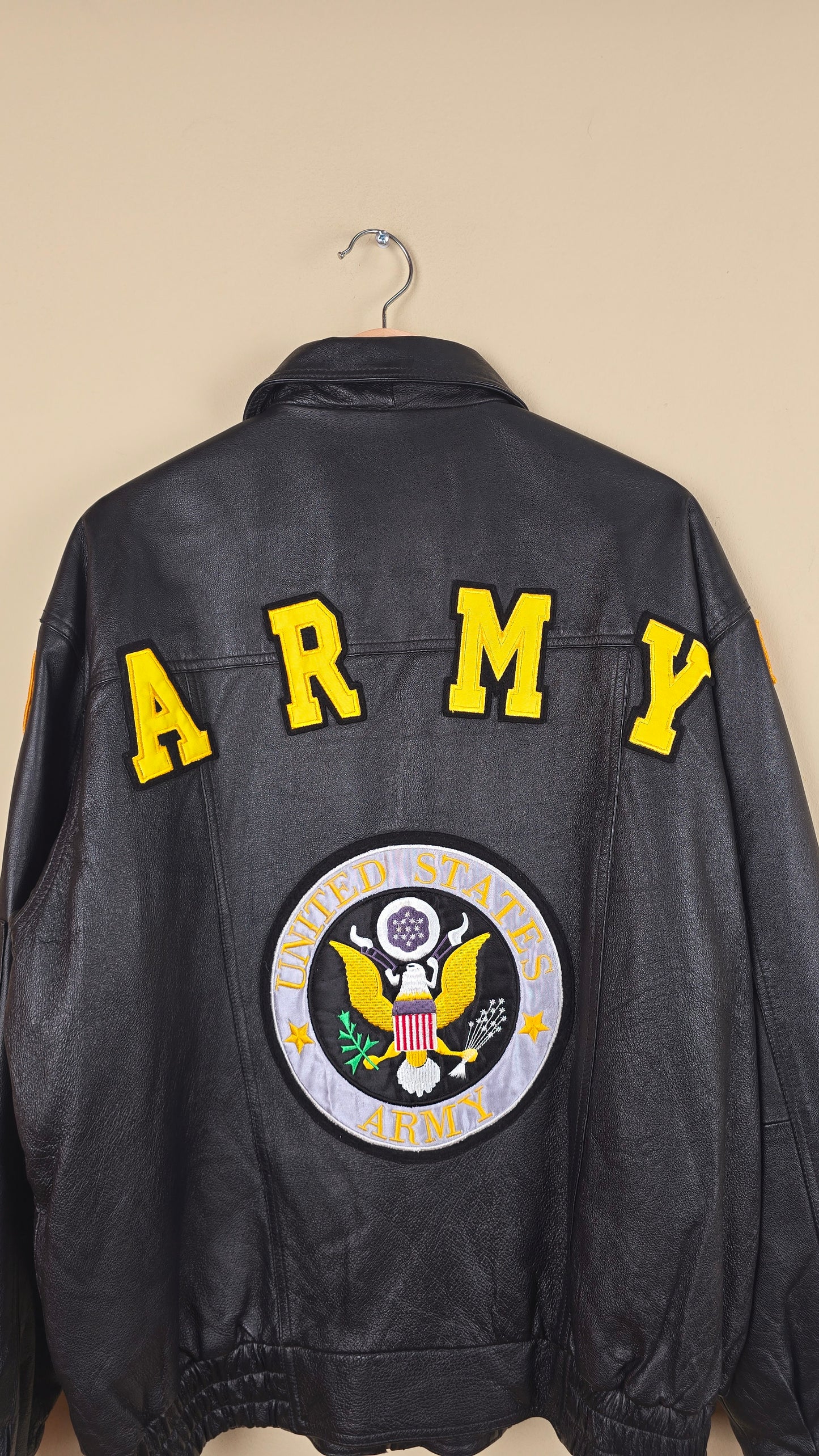 Vintage US Army Leather Black Jacket (Size L) | VET02