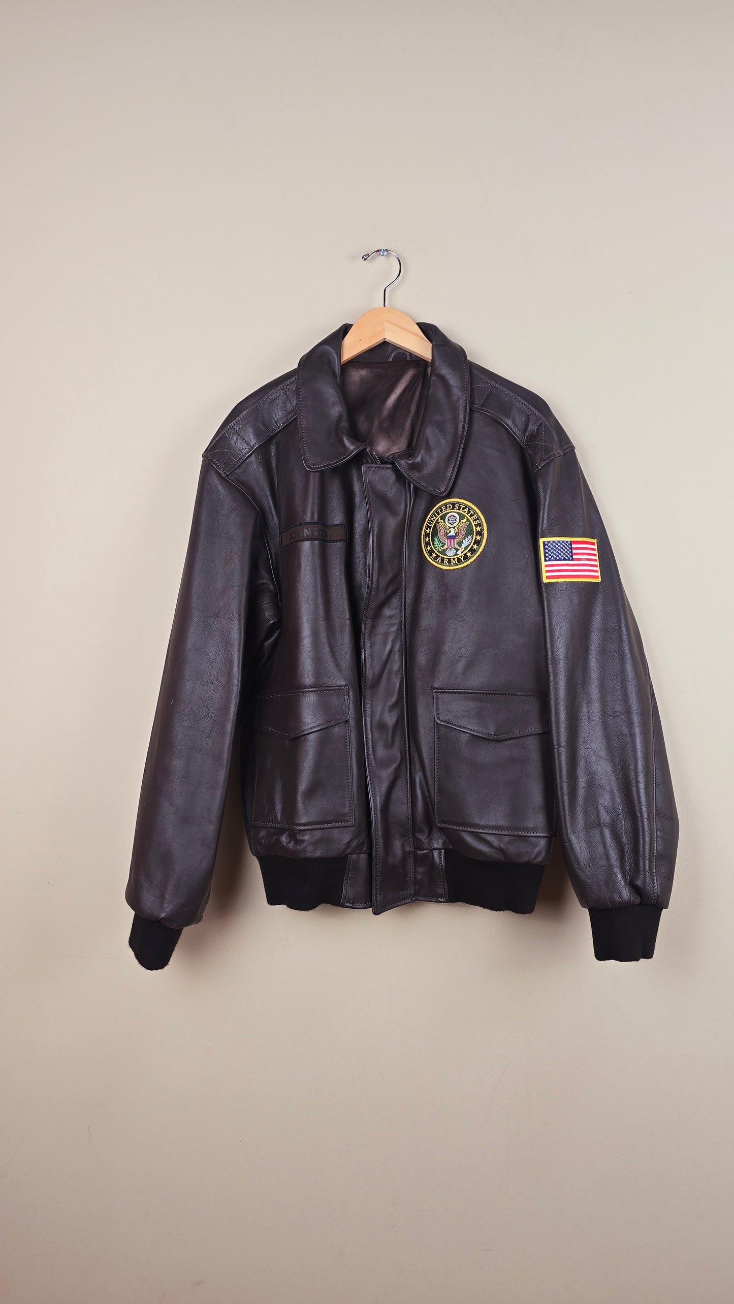 Vintage US Army Leather Jacket Issued By The White House (Size L) | VET03